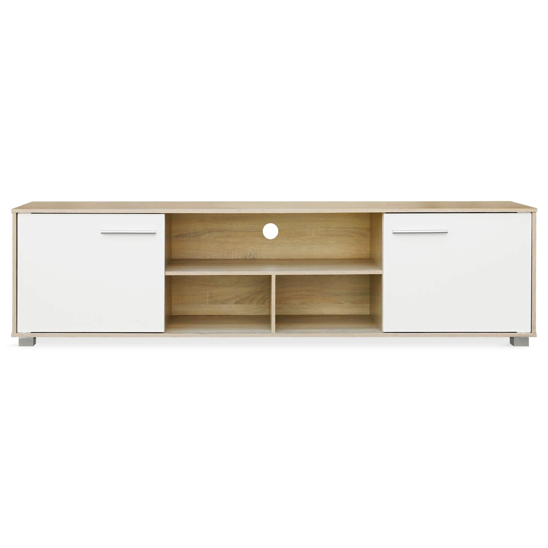 Cauto 1.8m Entertainment Unit - Oak + White - Image 9