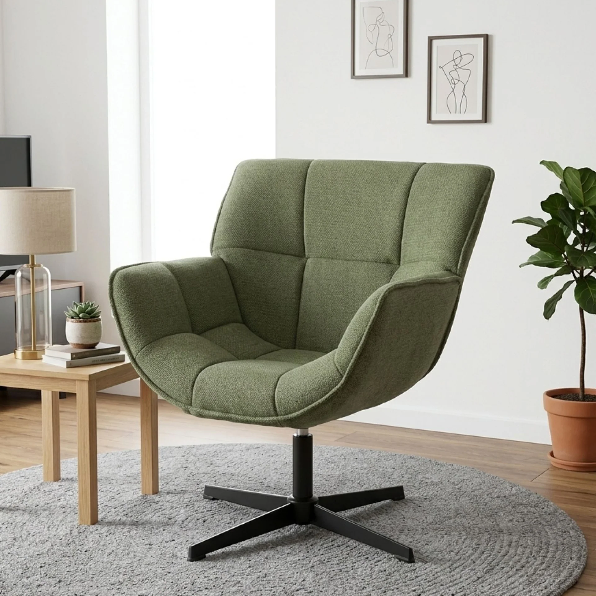 Cava Velvet Armchair - Olive Green - Image 4