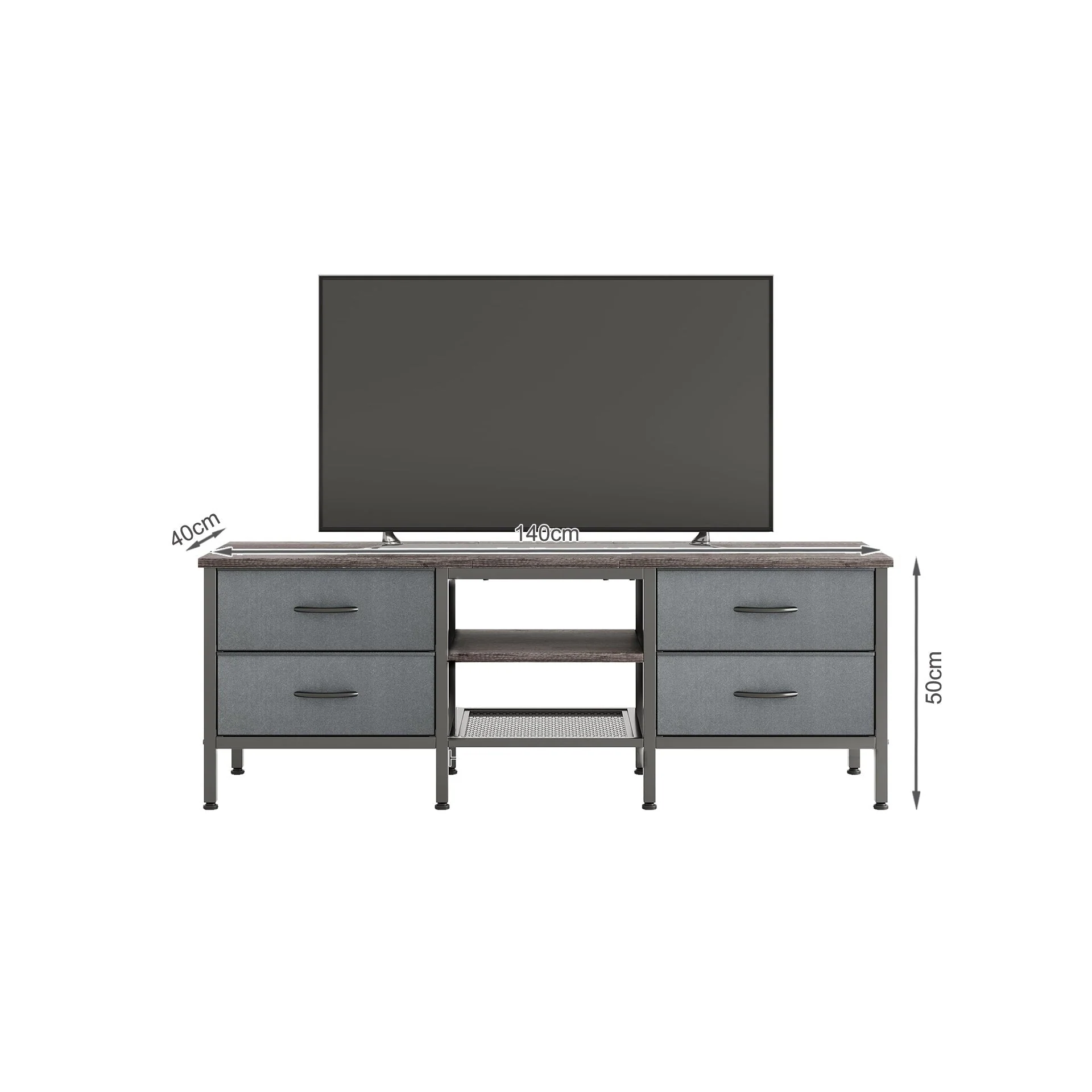 Cavalla 1.4m Entertainment Unit with Drawers - Grey Oak + Grey - Image 11