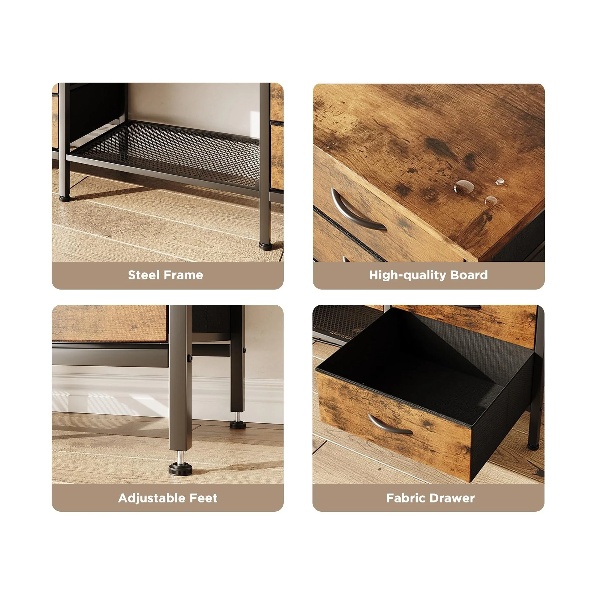 Cavalla 1.4m Entertainment Unit with Drawers - Rustic Brown - Image 11