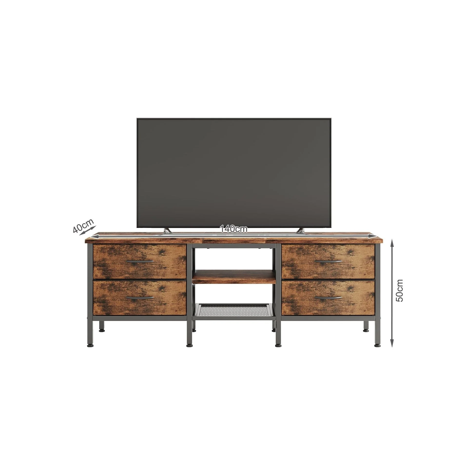 Cavalla 1.4m Entertainment Unit with Drawers - Rustic Brown - Image 12