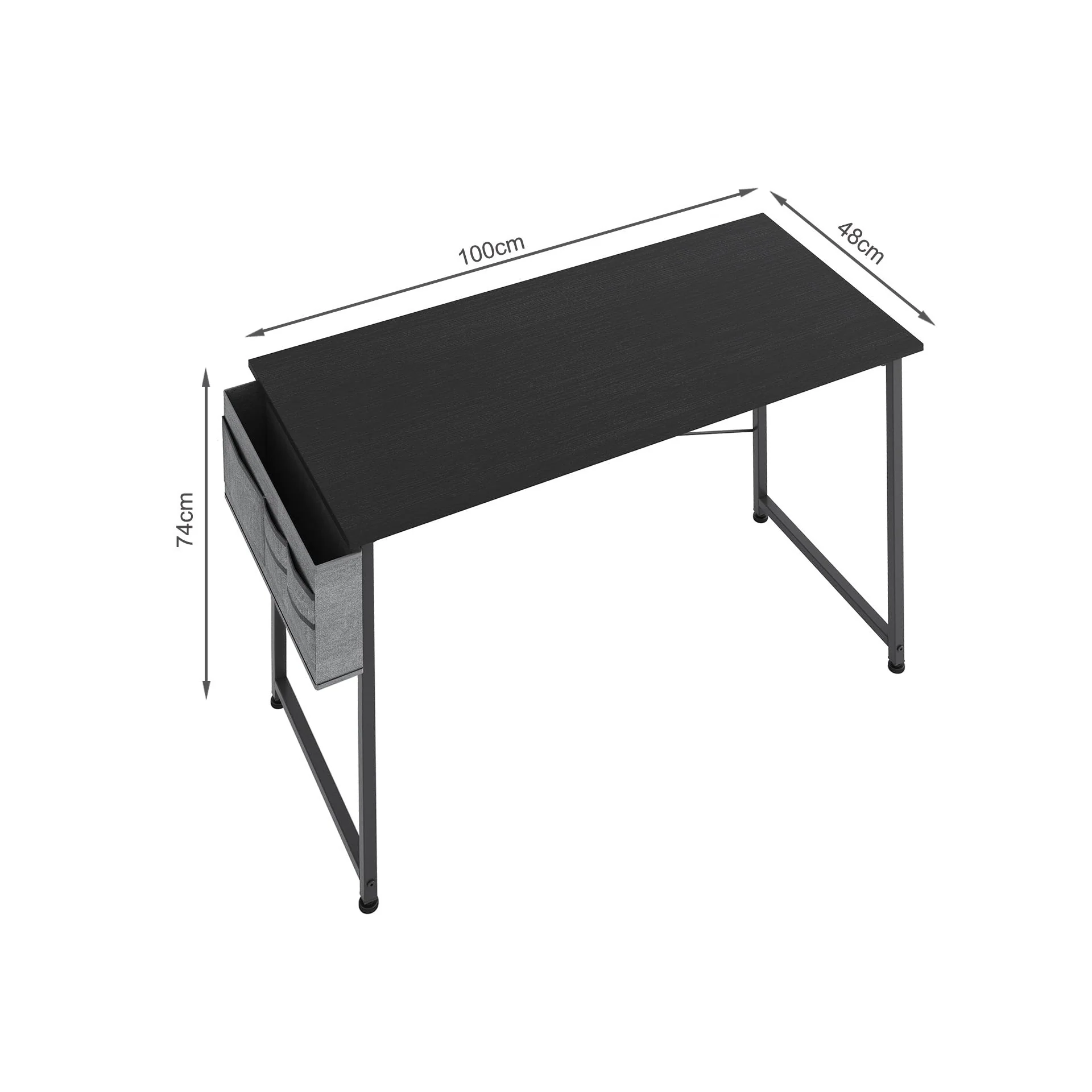 Cayden 100cm Computer Desk with Storage Bag - Black - Image 11