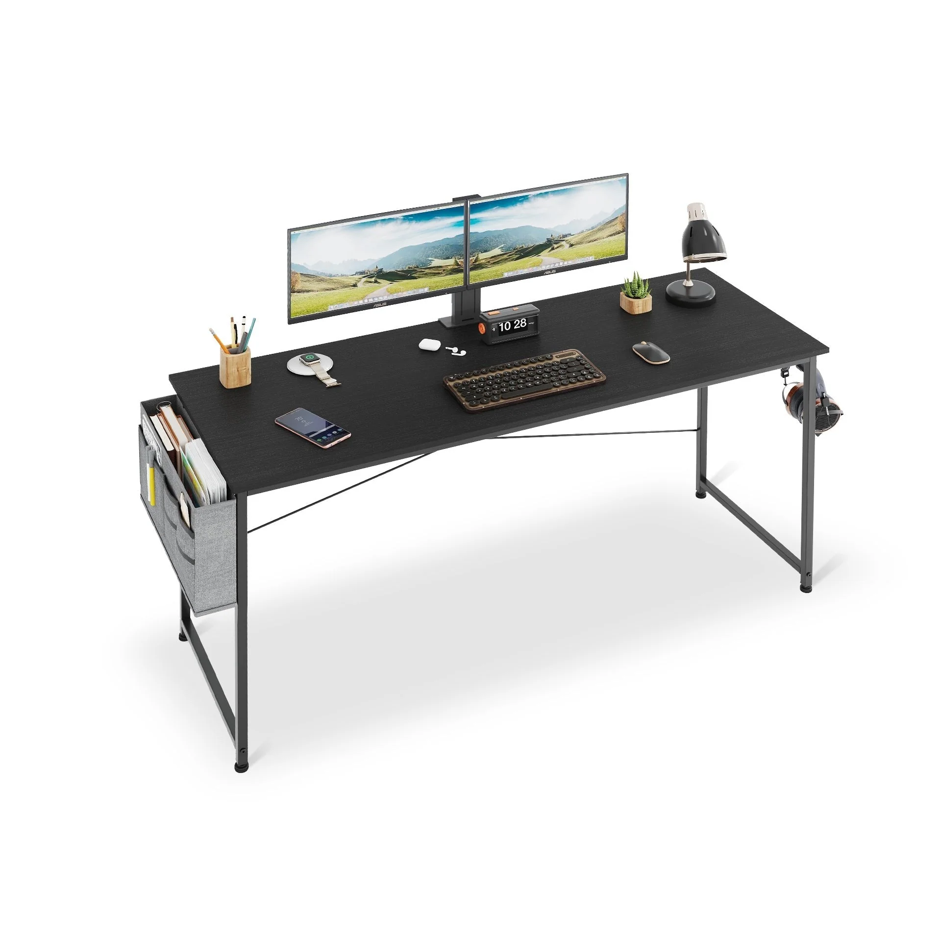 Cayden 140cm Computer Desk with Storage Bag - Black - Image 4