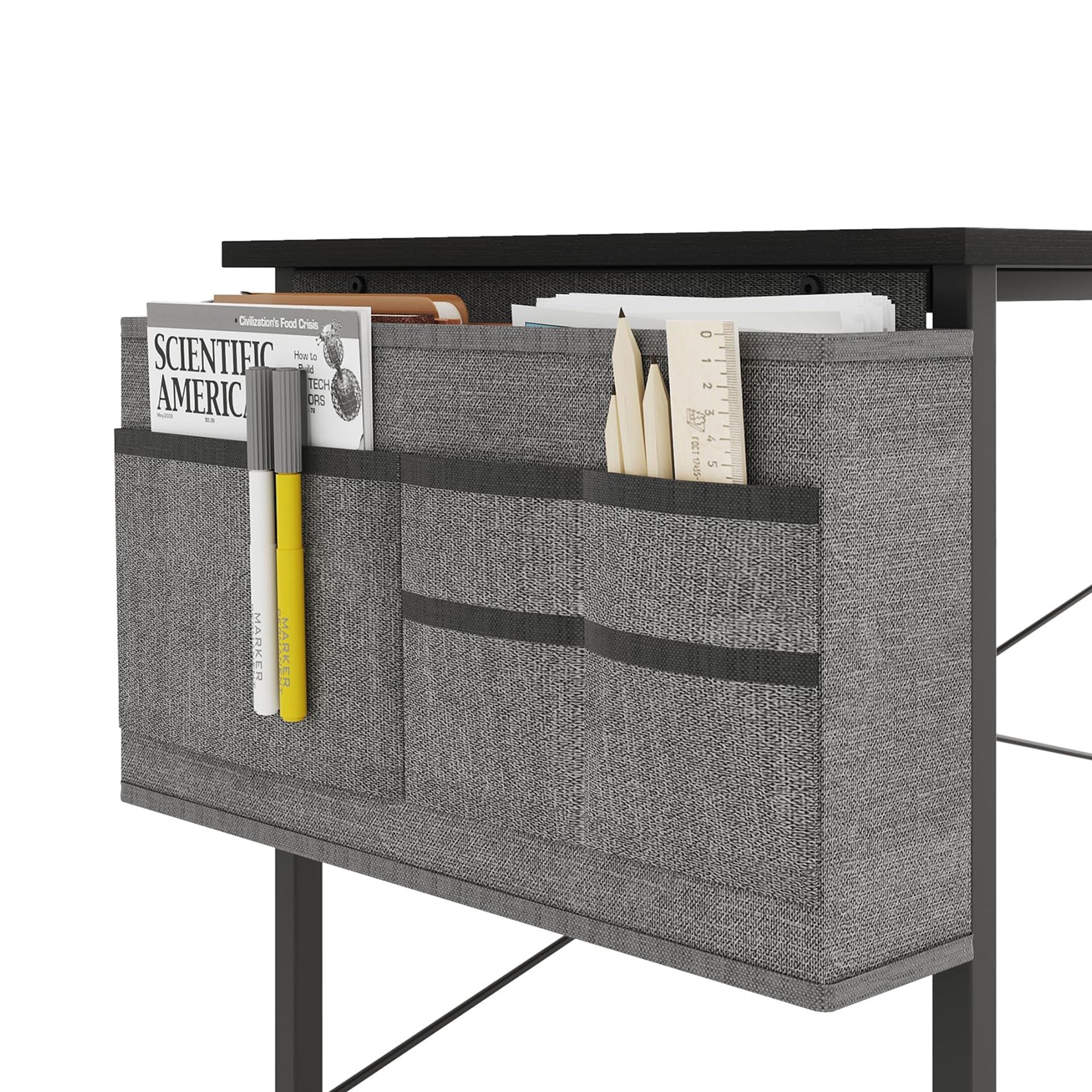 Cayden 140cm Computer Desk with Storage Bag - Black - Image 5