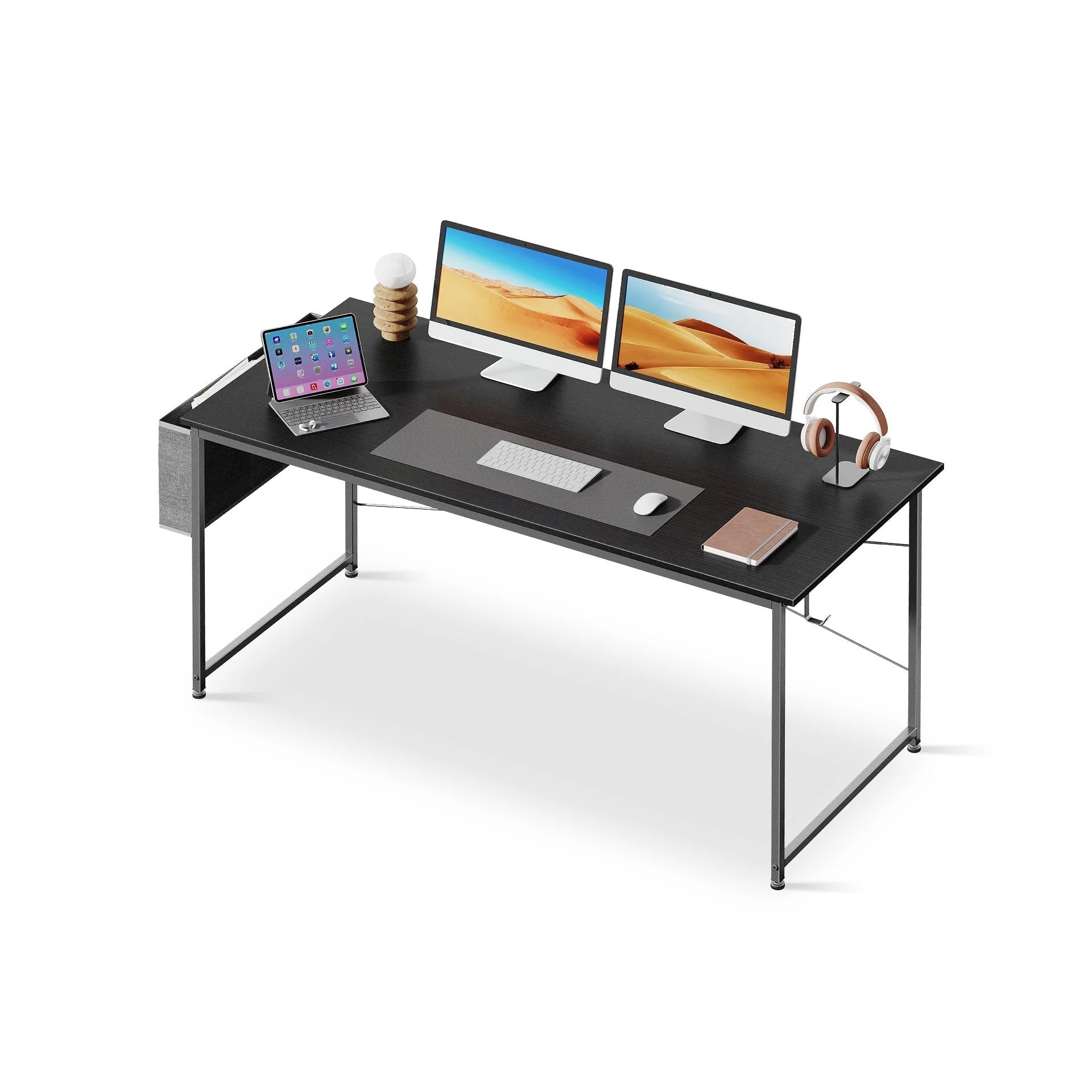 Cayden 160cm Computer Desk with Storage Bag - Black - Image 4