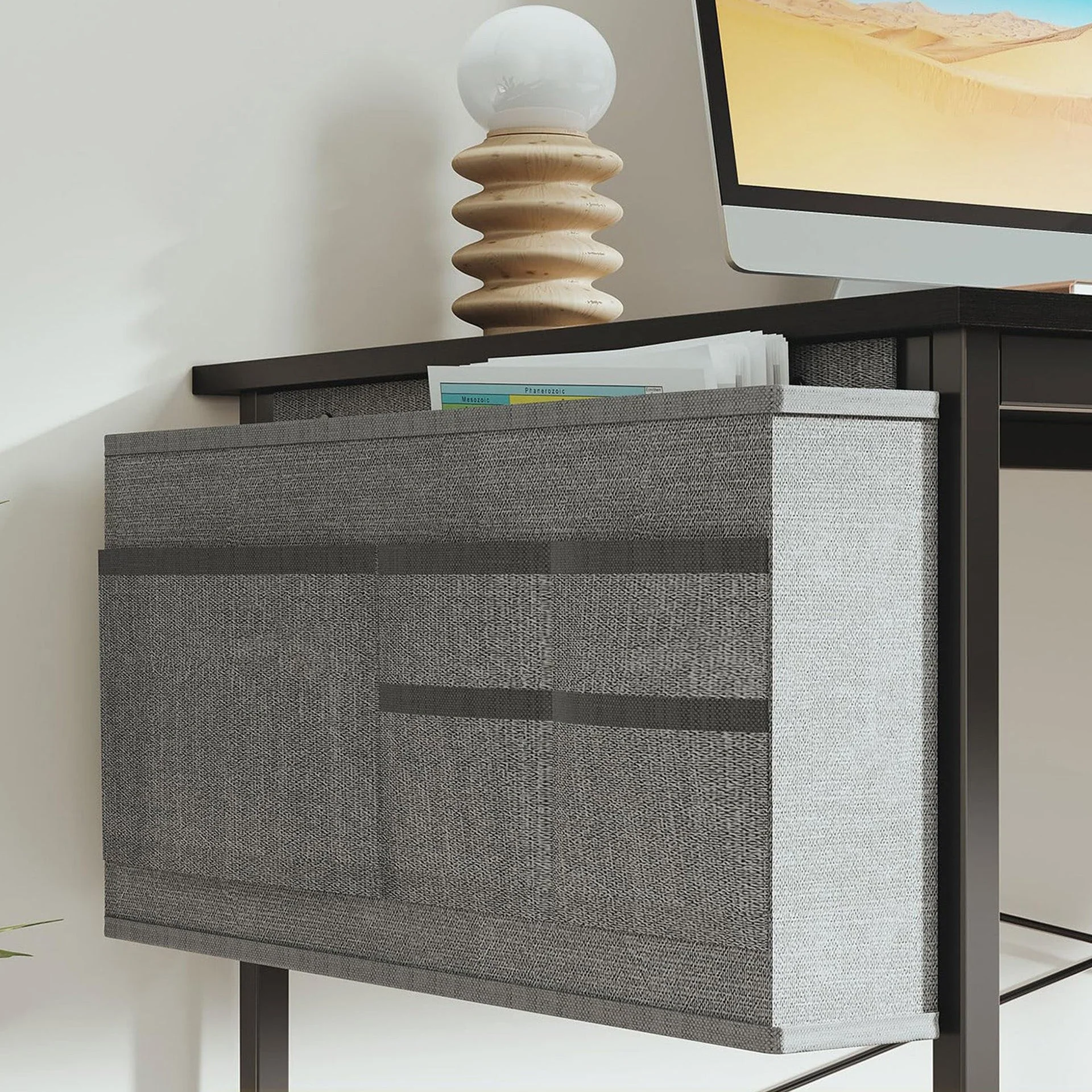 Cayden 160cm Computer Desk with Storage Bag - Black - Image 6