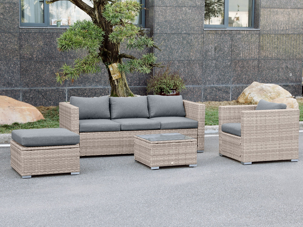 Cebu 4 Piece Rattan Outdoor Sofa Set - Beige - Image 11