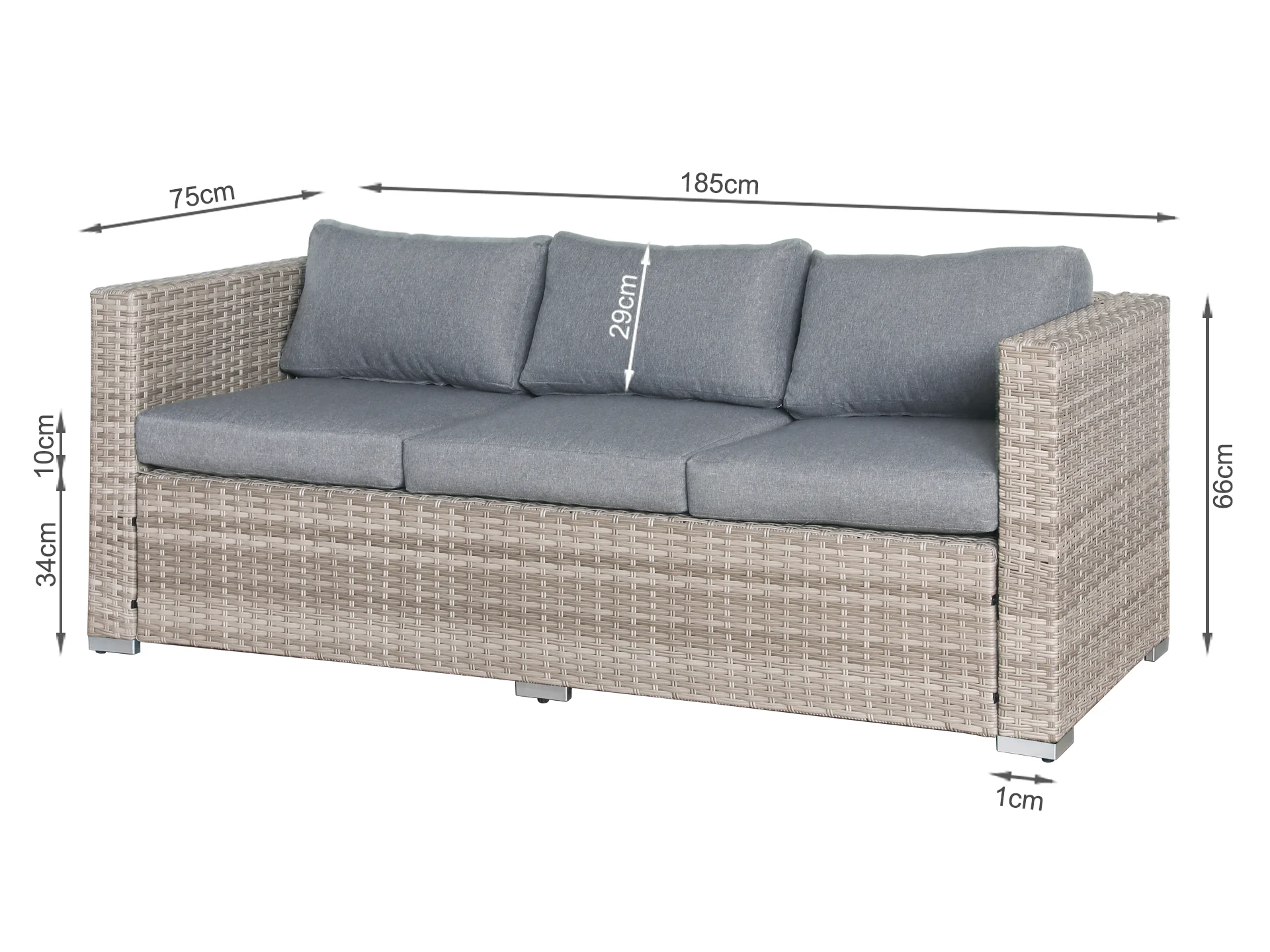 Cebu 4 Piece Rattan Outdoor Sofa Set - Beige - Image 7