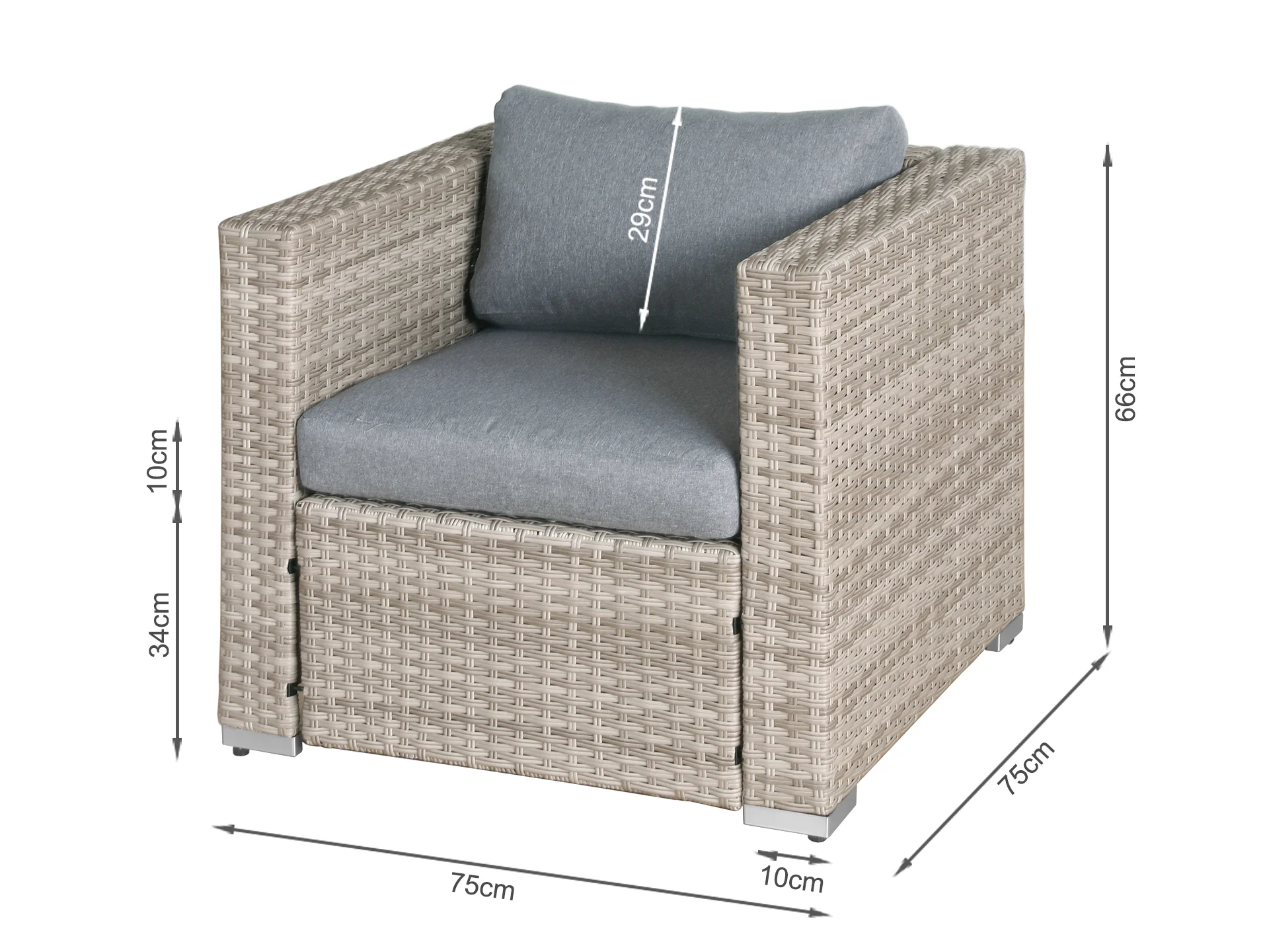 Cebu 4 Piece Rattan Outdoor Sofa Set - Beige - Image 8
