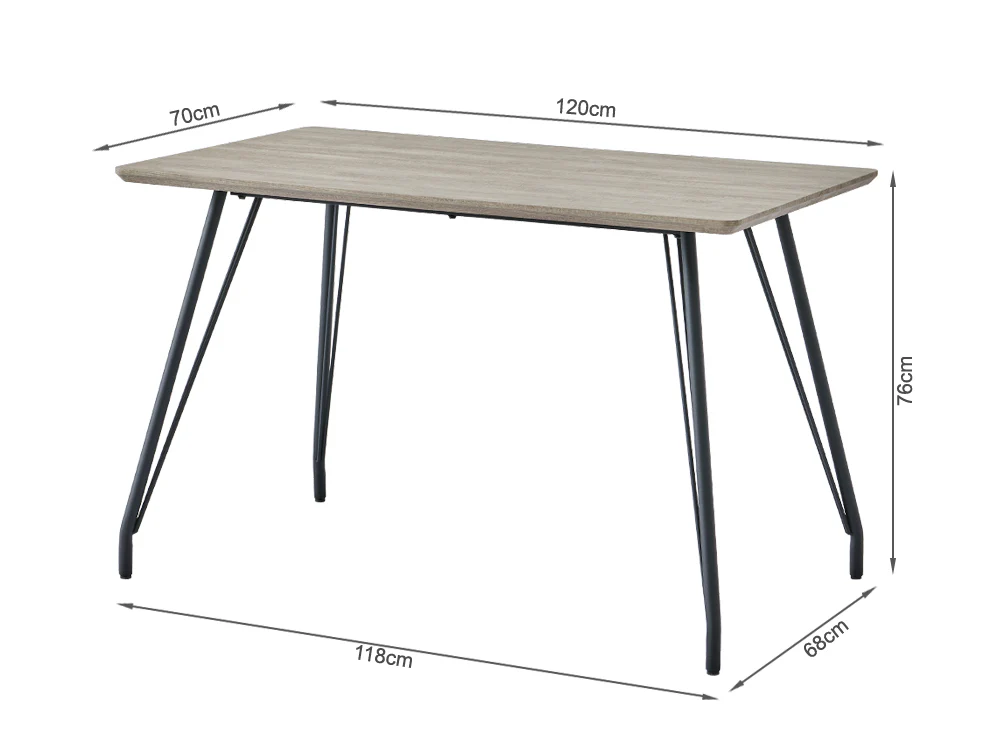 CECIL Dining Table Rectangle 120x70cm - Oak - Image 8
