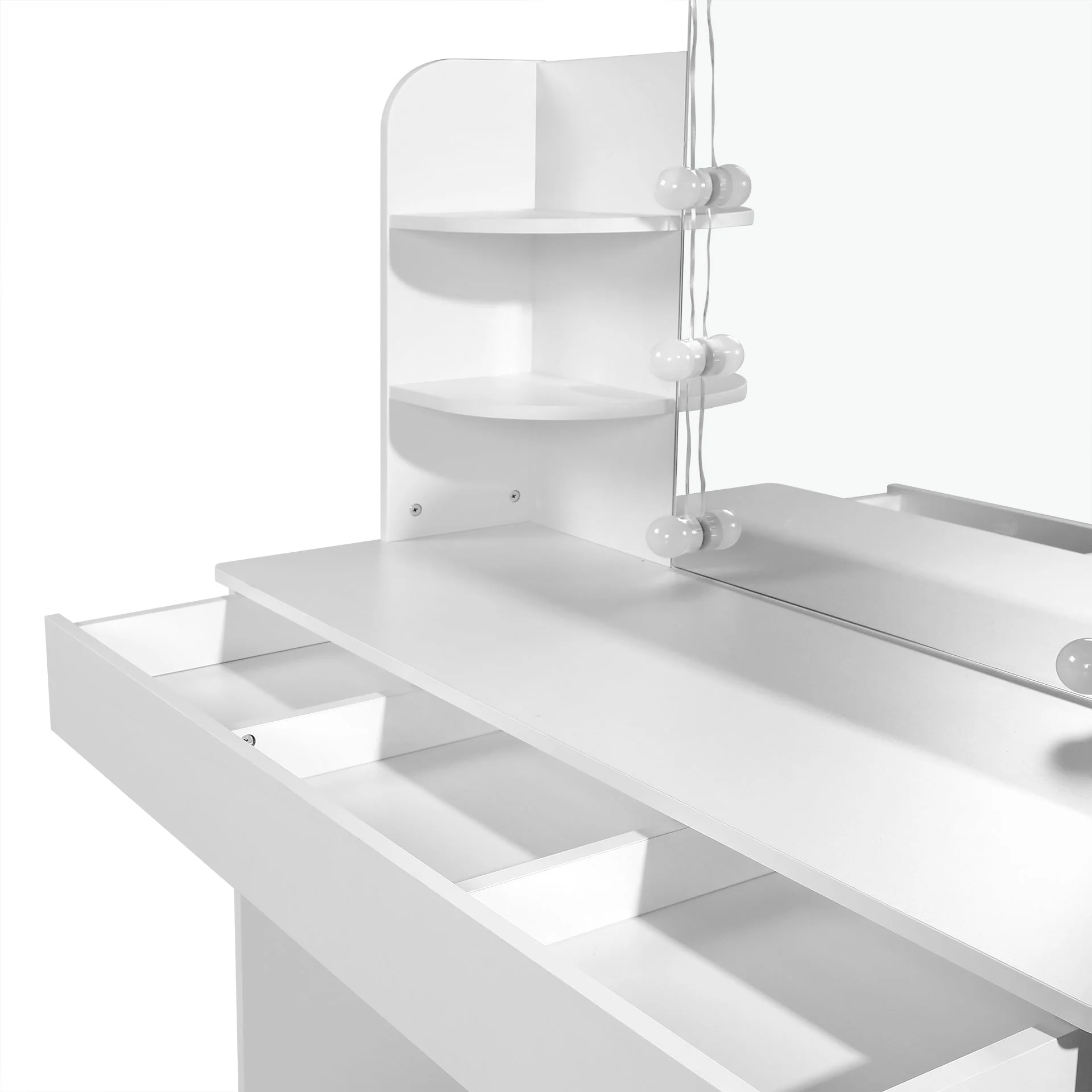 Celosia 2 Piece Dressing Table with Mirror & Stool Set - White - Image 11