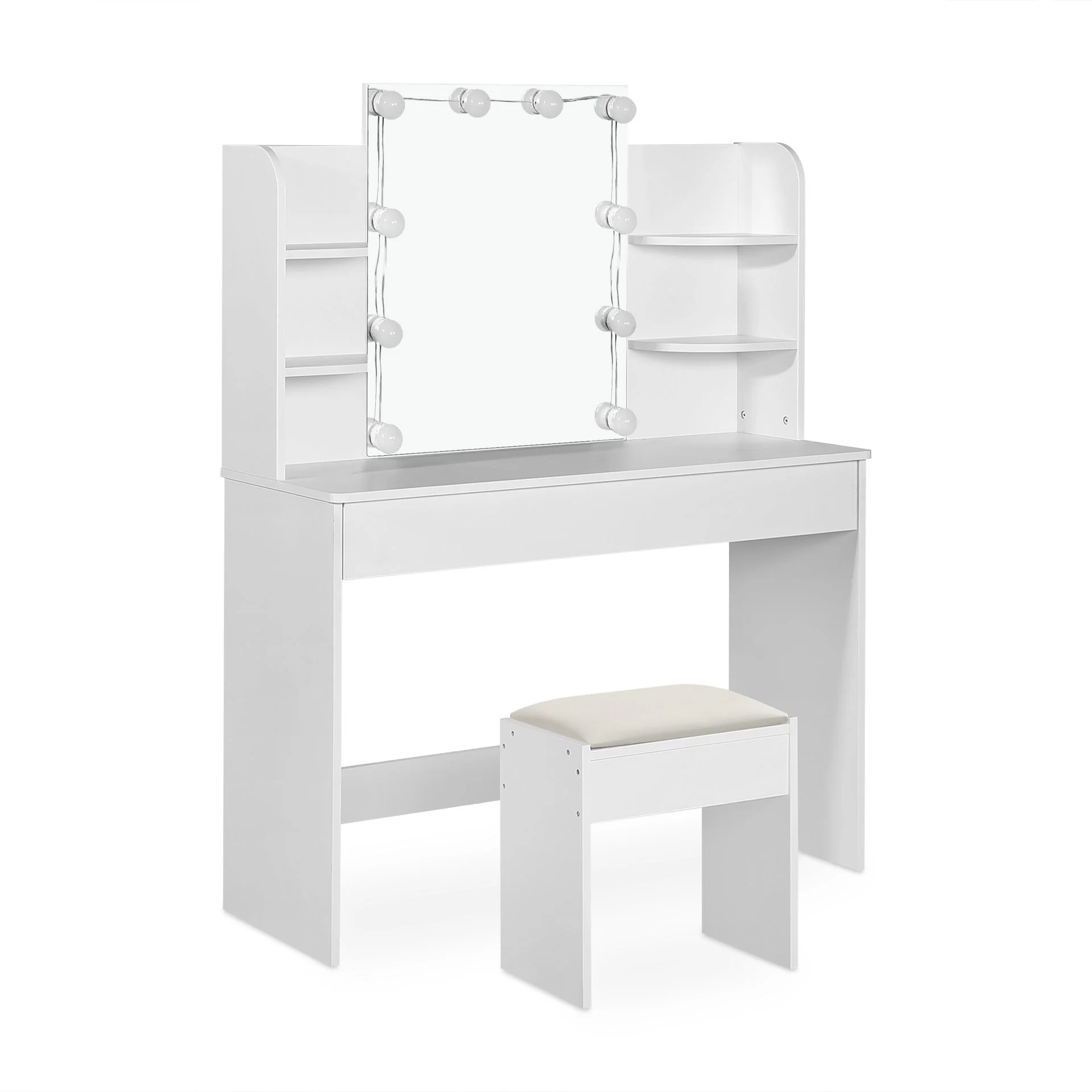 Celosia 2 Piece Dressing Table with Mirror & Stool Set - White - Image 8