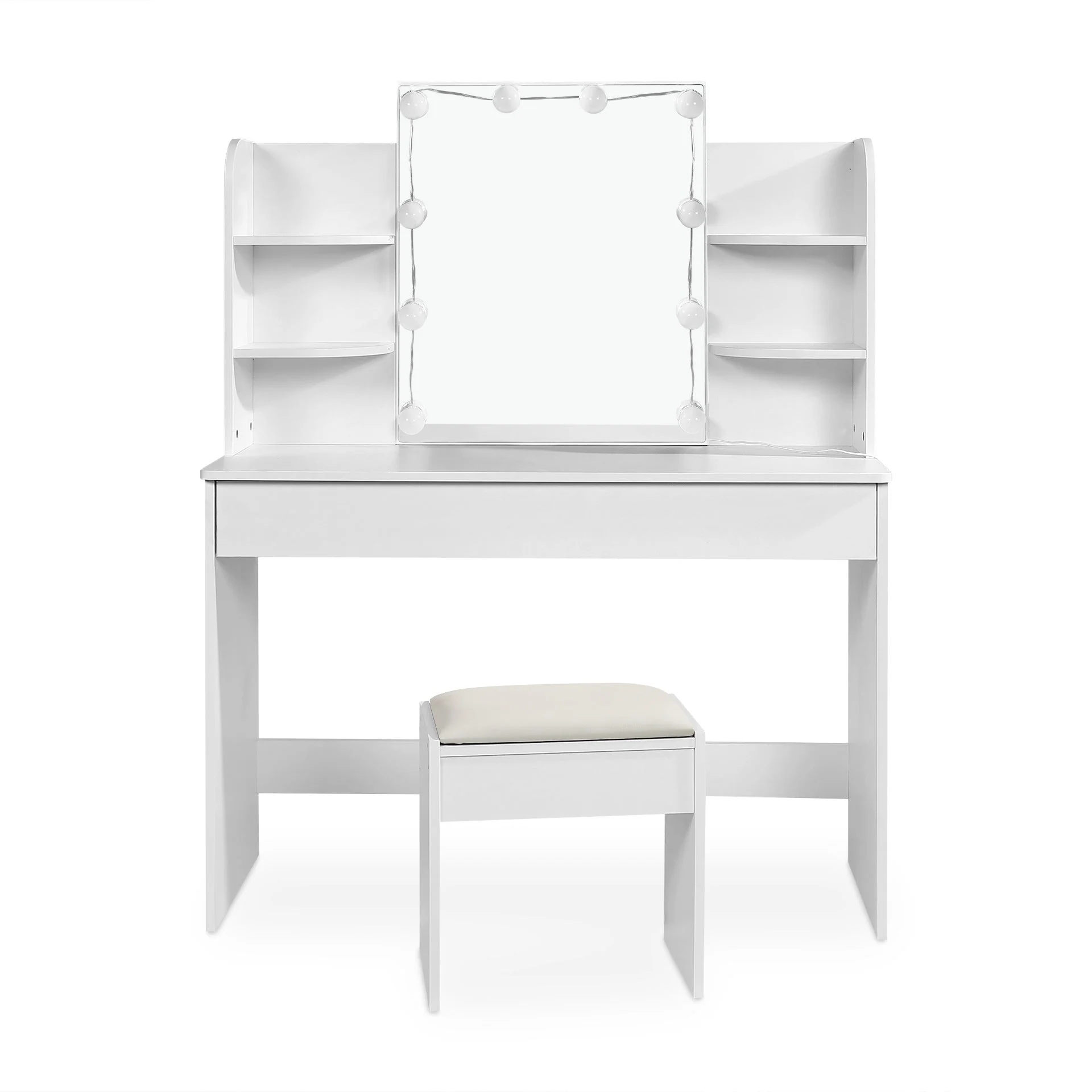 Celosia 2 Piece Dressing Table with Mirror & Stool Set - White - Image 9