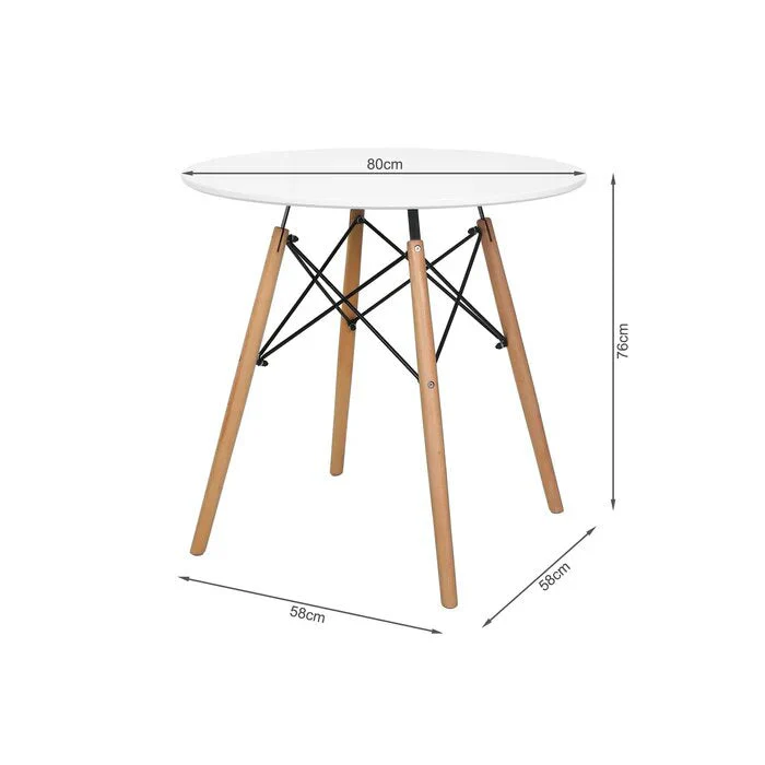 CENA 3 Piece Round Dining Set - White - Image 7