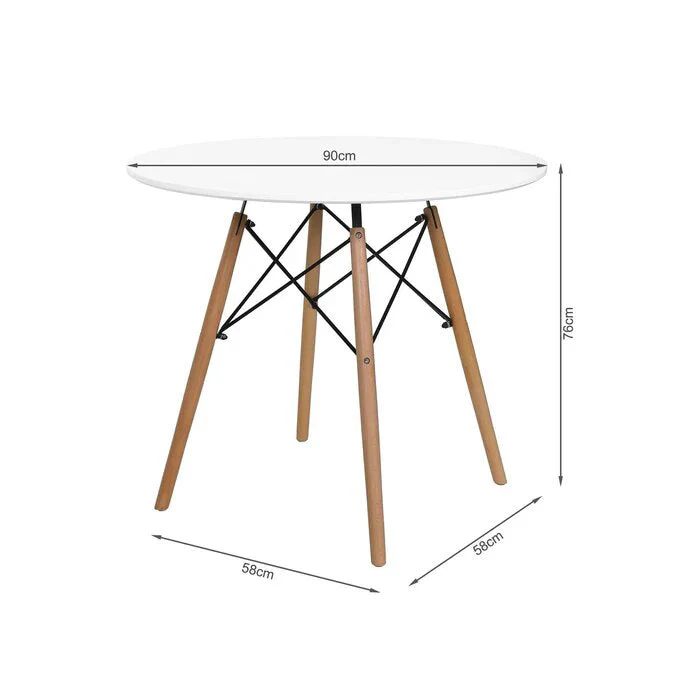 CENA 5 Piece Round Dining Set - White - Image 10