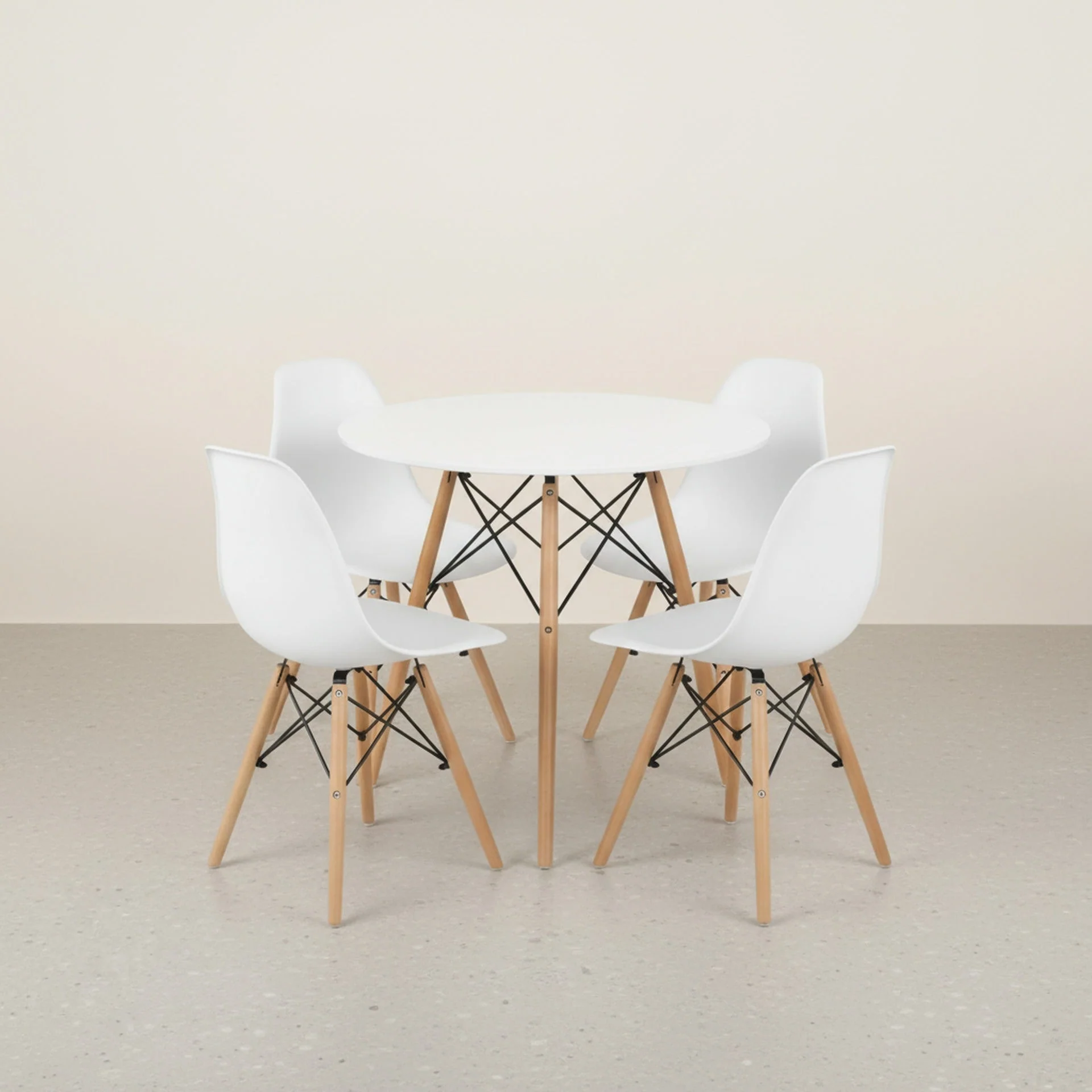 CENA 5 Piece Round Dining Set - White - Image 7