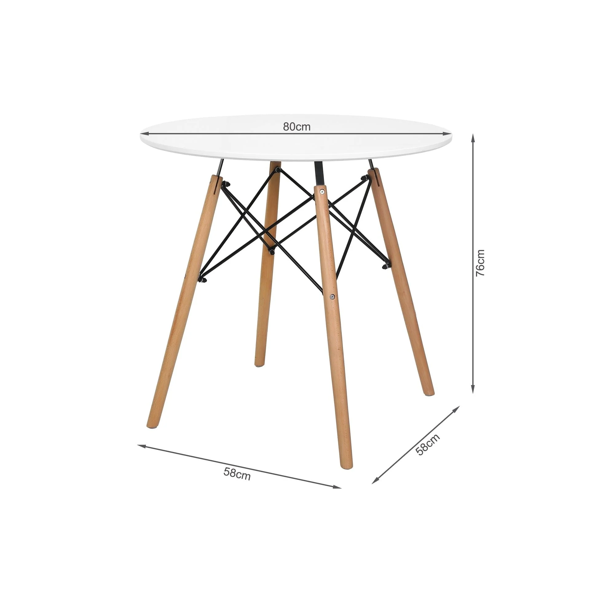 Cena Dining Table Round 80 x 75cm - White - Image 11