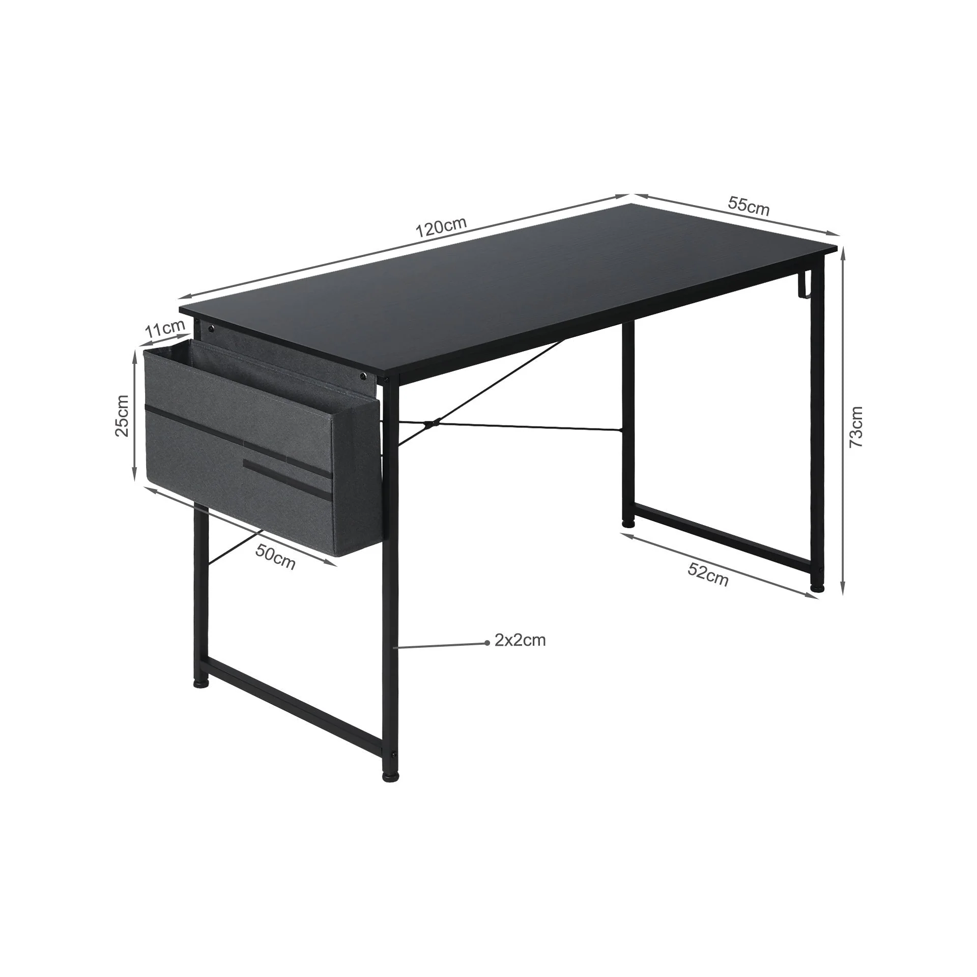 Cesar 120cm Computer Desk with Storage Bag - Black - Image 11