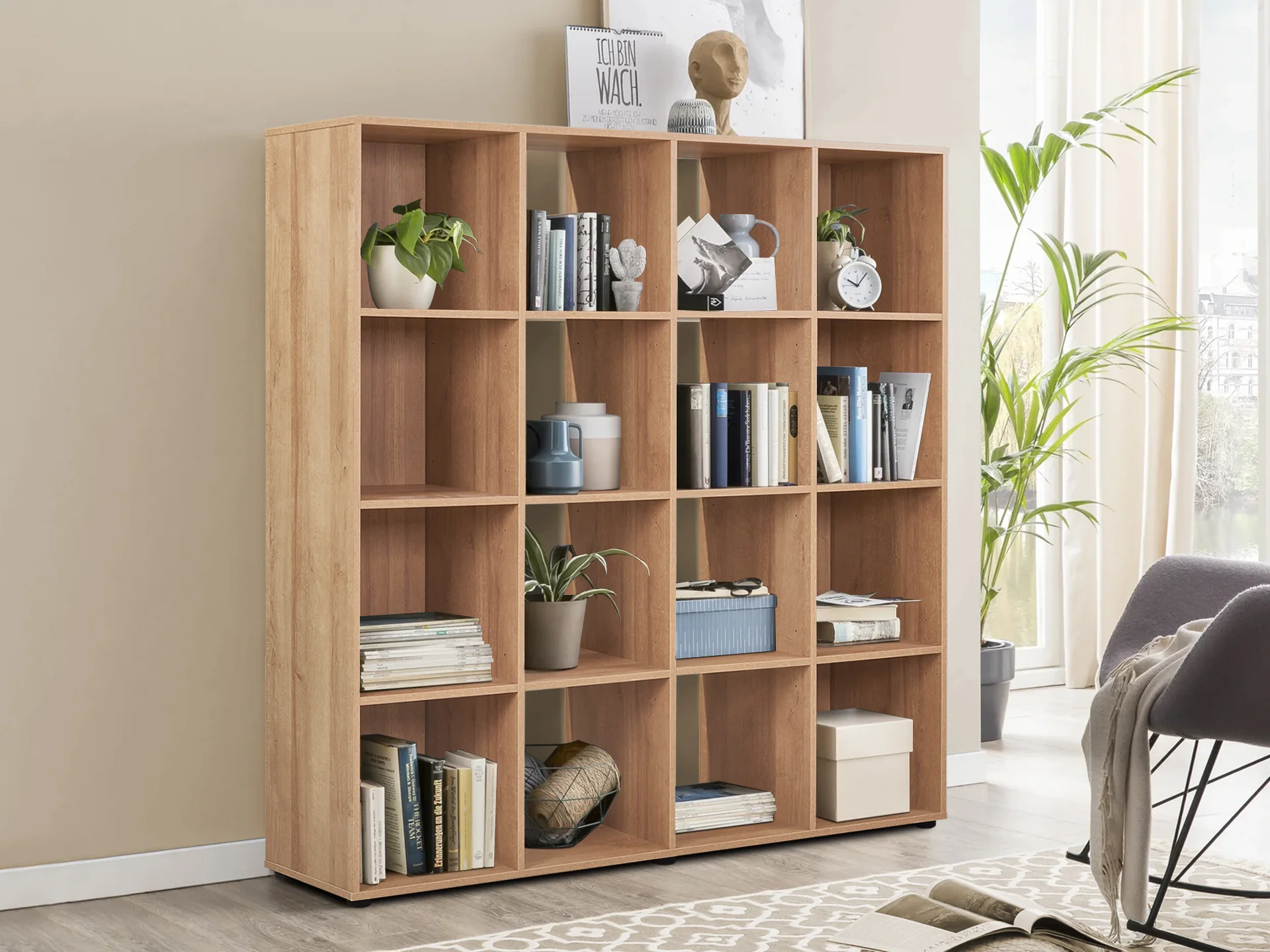 Chad Wooden Bookshelf - Oak - Image 2