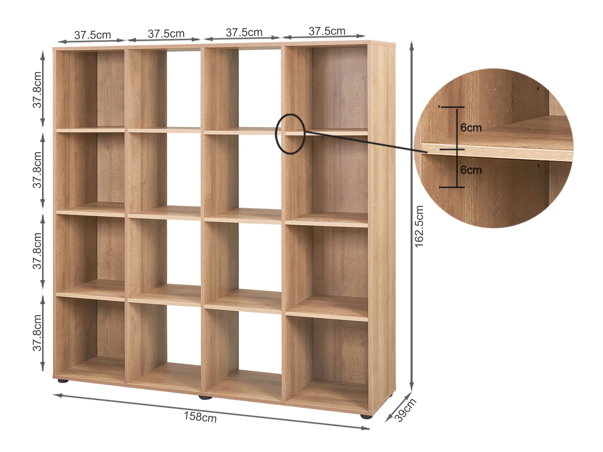 Chad Wooden Bookshelf - Oak - Image 8
