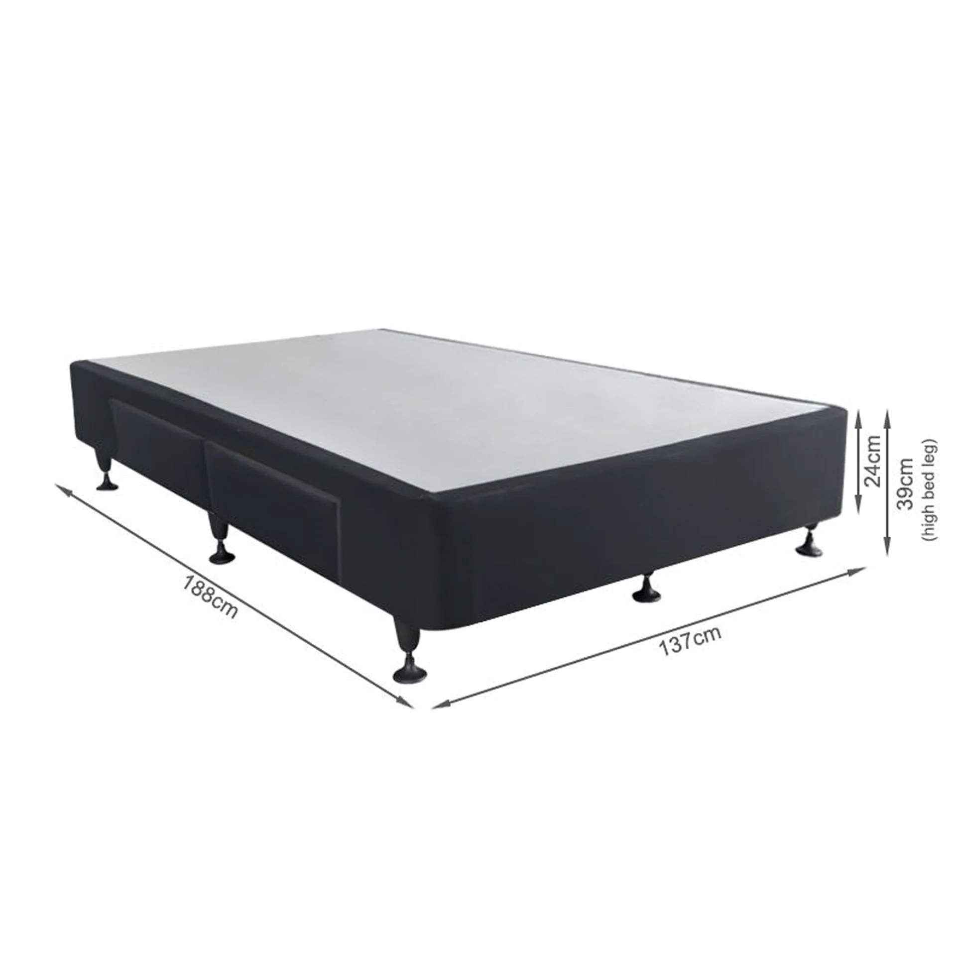 Charles Fabric Double Bed Base 4 Drawers - Black - Image 12