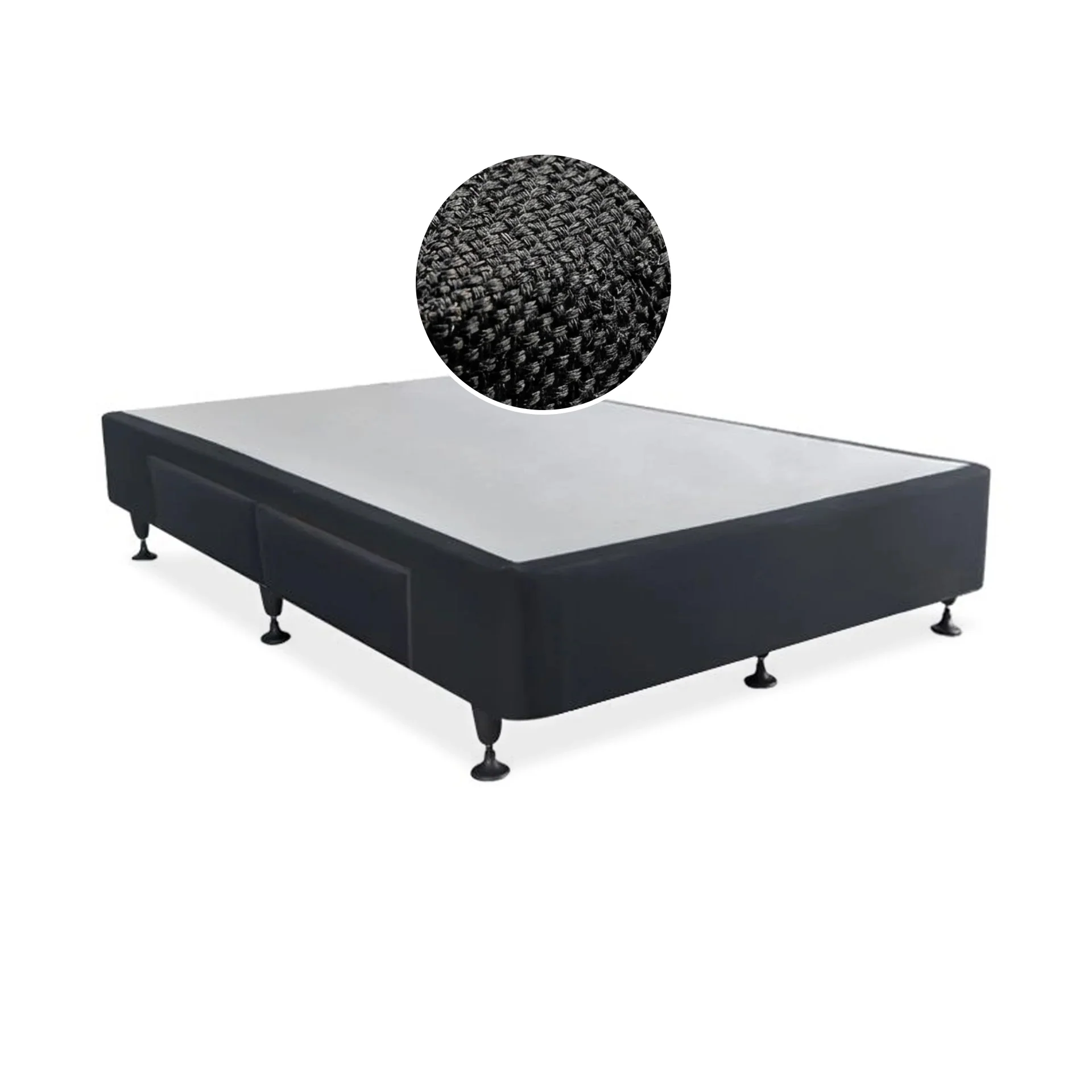 Charles Fabric Double Bed Base 4 Drawers - Black - Image 7