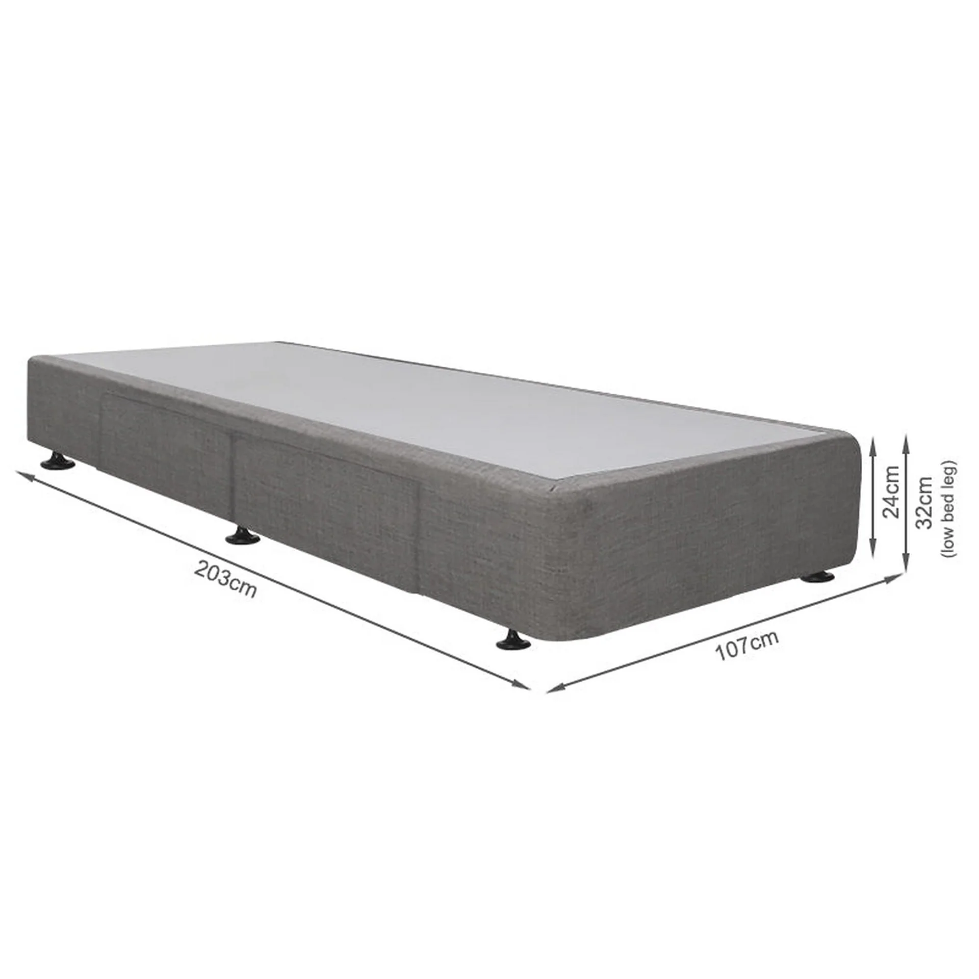 CHARLES Fabric King Single Bed Base 2 Drawers - GREY - Image 3