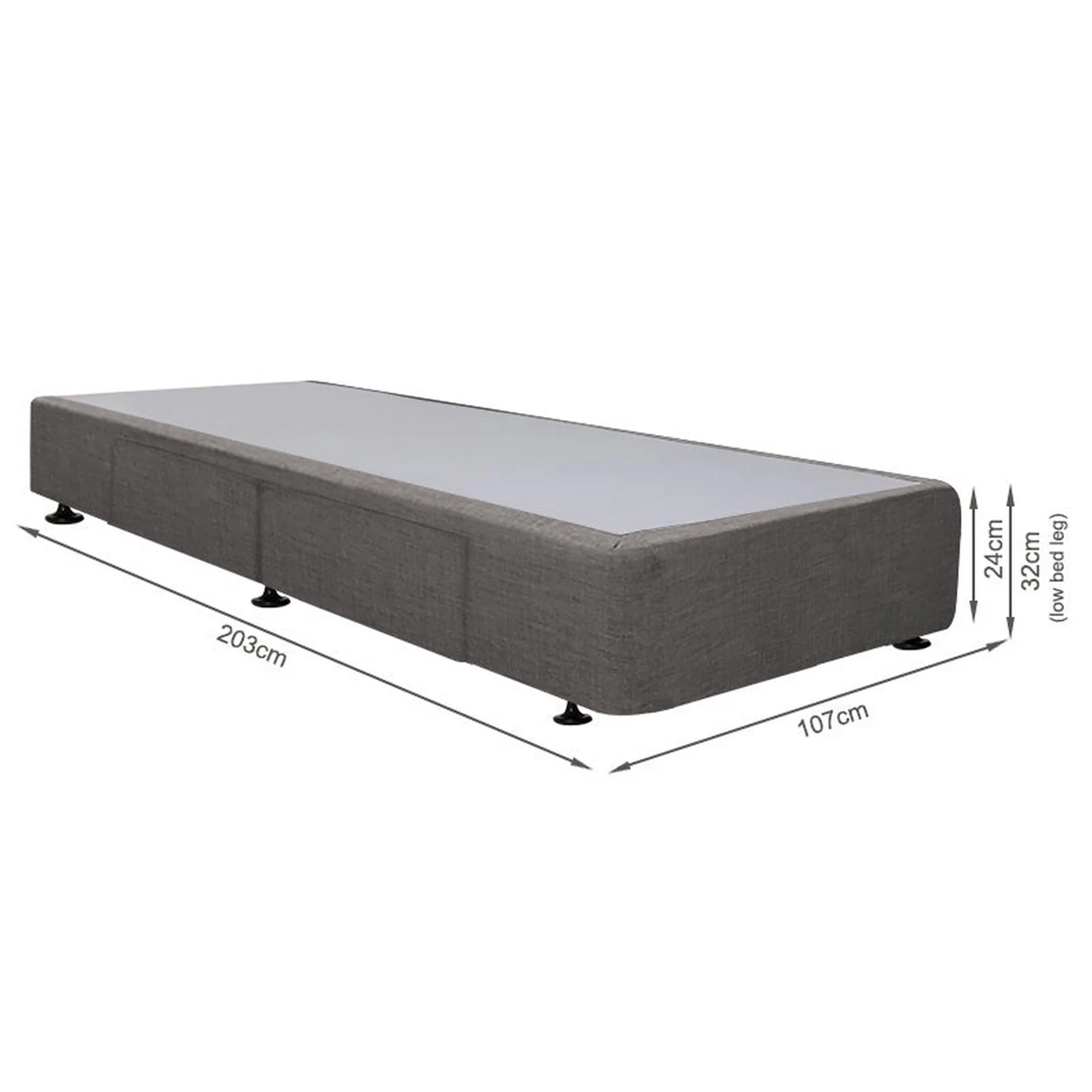 CHARLES Fabric King Single Bed Base 2 Drawers - SLATE - Image 8