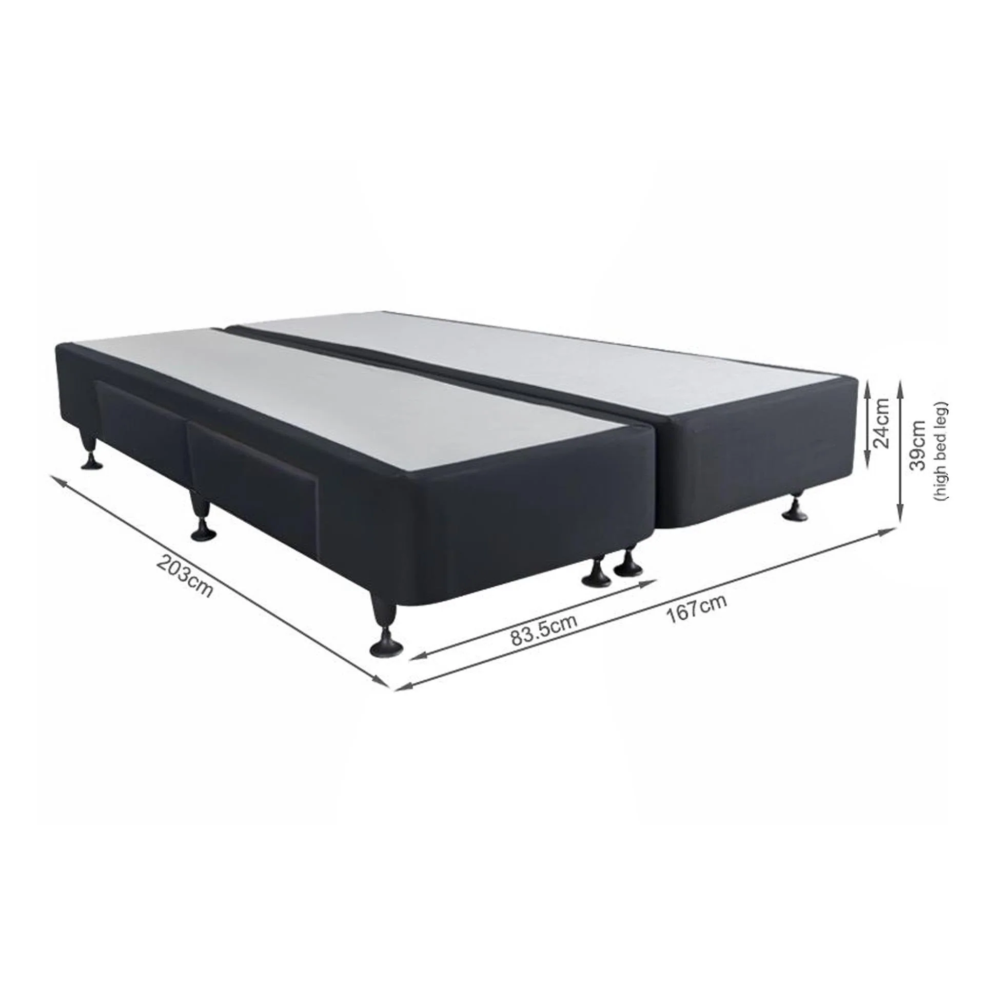 Charles Fabric King Split Bed Base 4 Drawers - Black - Image 11