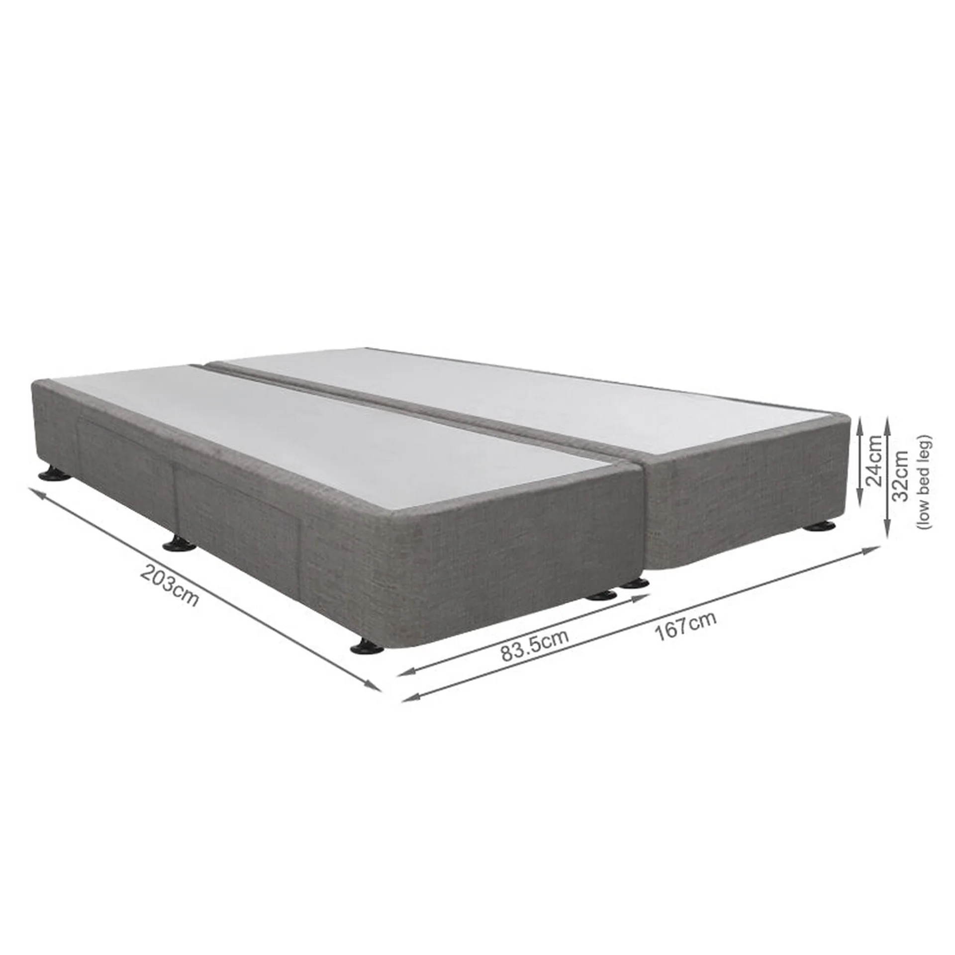 CHARLES Fabric King Split Bed Base 4 Drawers - GREY - Image 2