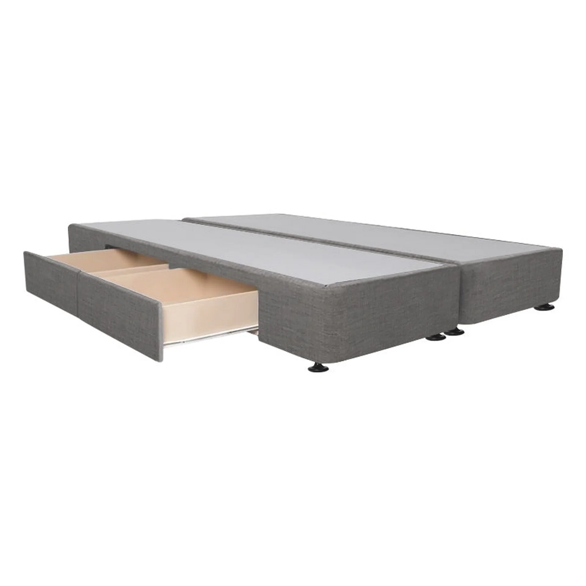 CHARLES Fabric King Split Bed Base 4 Drawers - GREY - Image 4