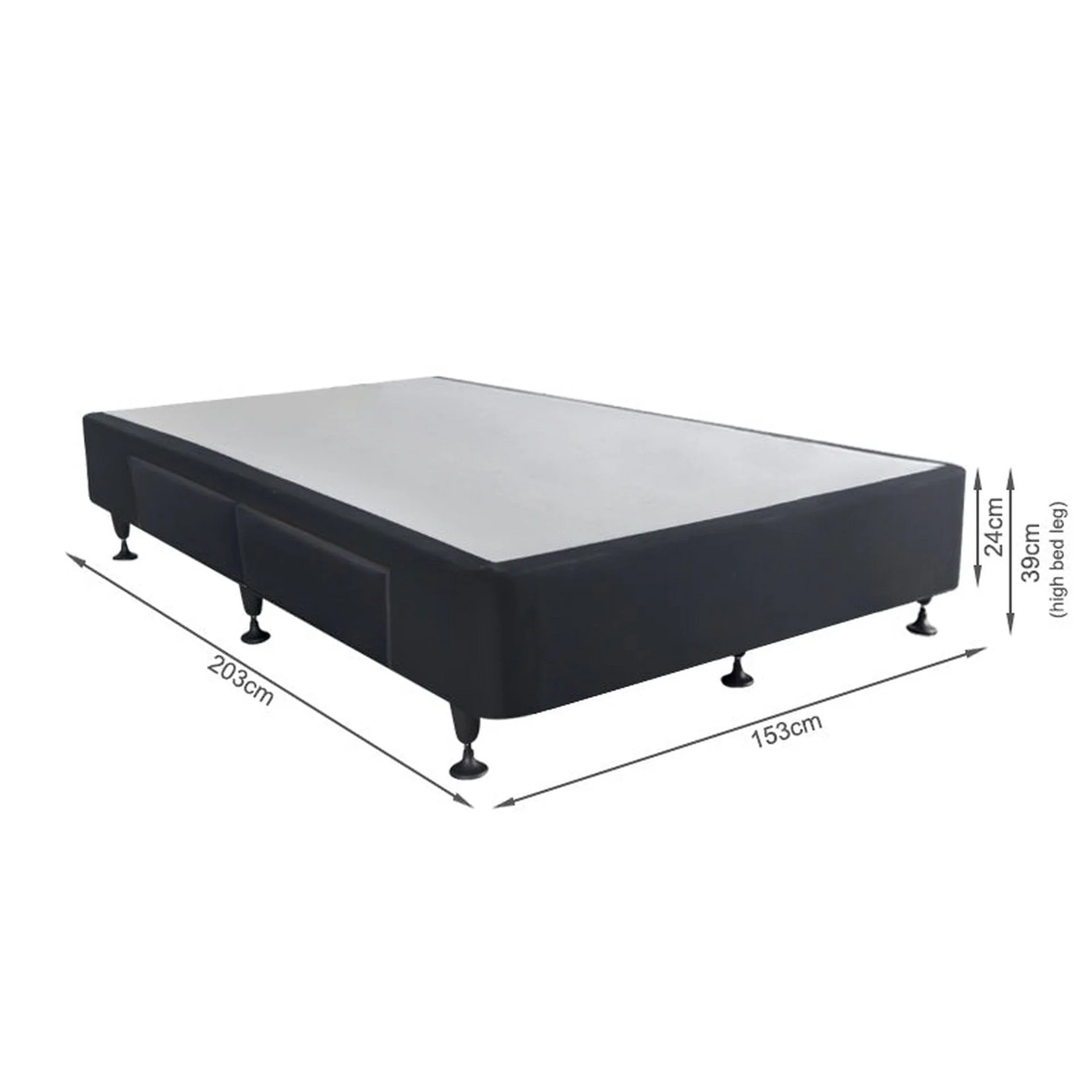 Charles Fabric Queen Bed Base 4 Drawers - Black - Image 14