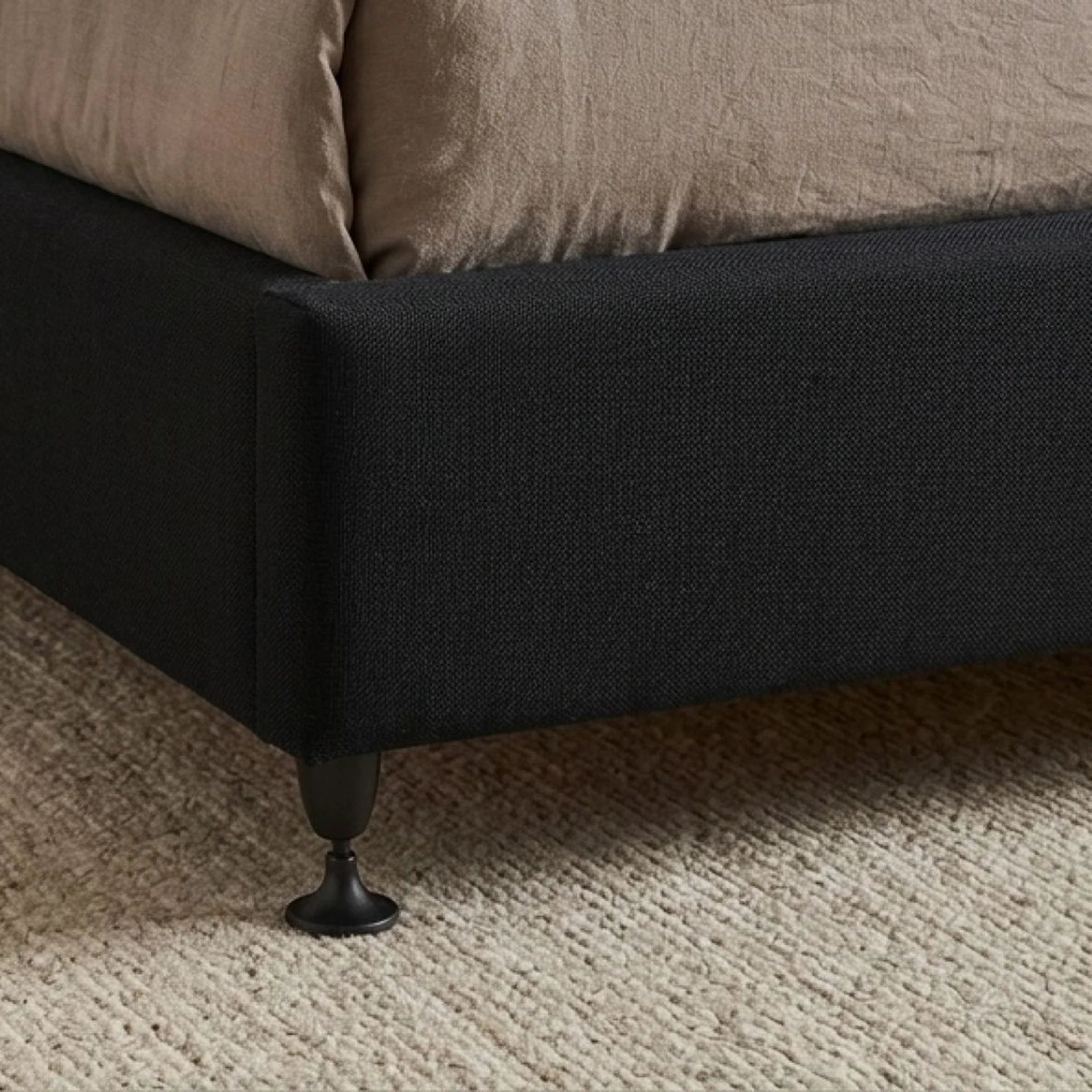 Charles Fabric Queen Bed Base 4 Drawers - Black - Image 8