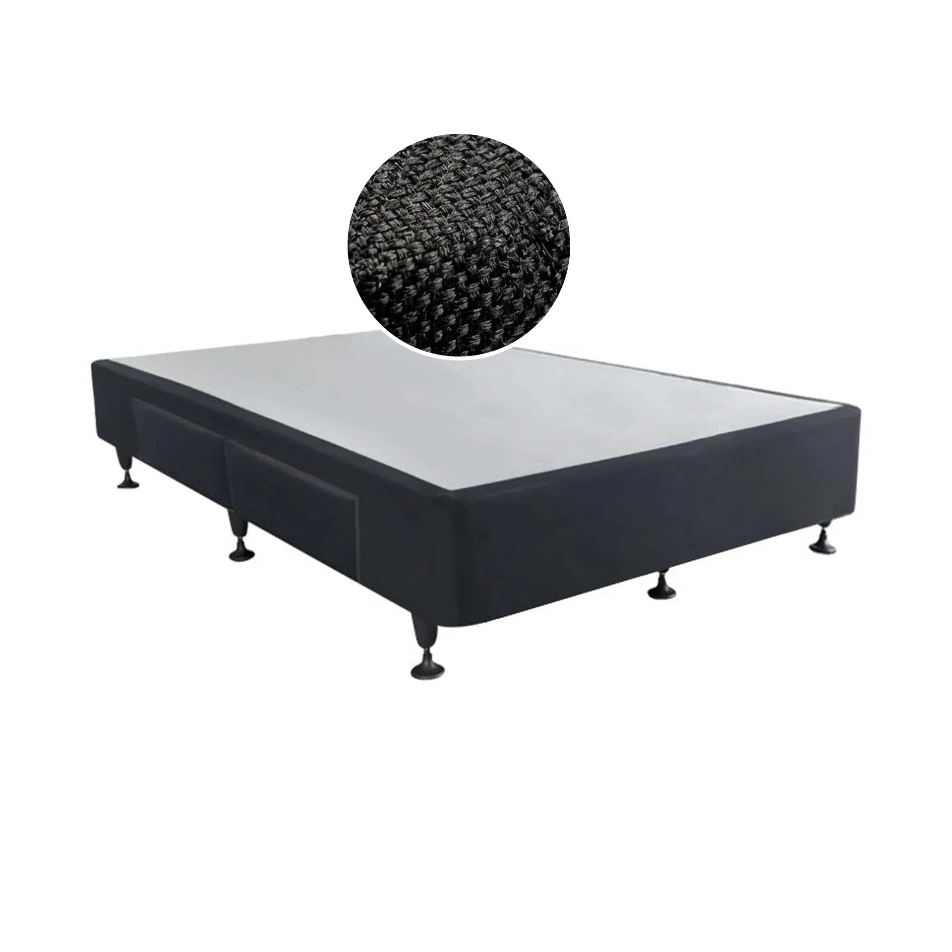 Charles Fabric Queen Bed Base 4 Drawers - Black - Image 9