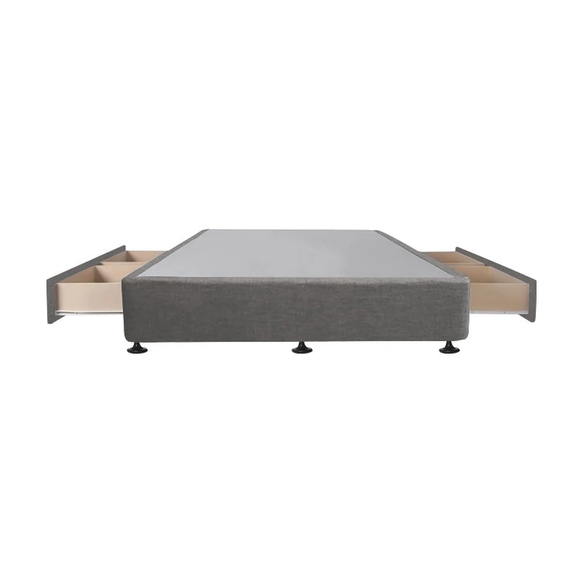 CHARLES Fabric Queen Bed Base 4 Drawers - GREY - Image 3