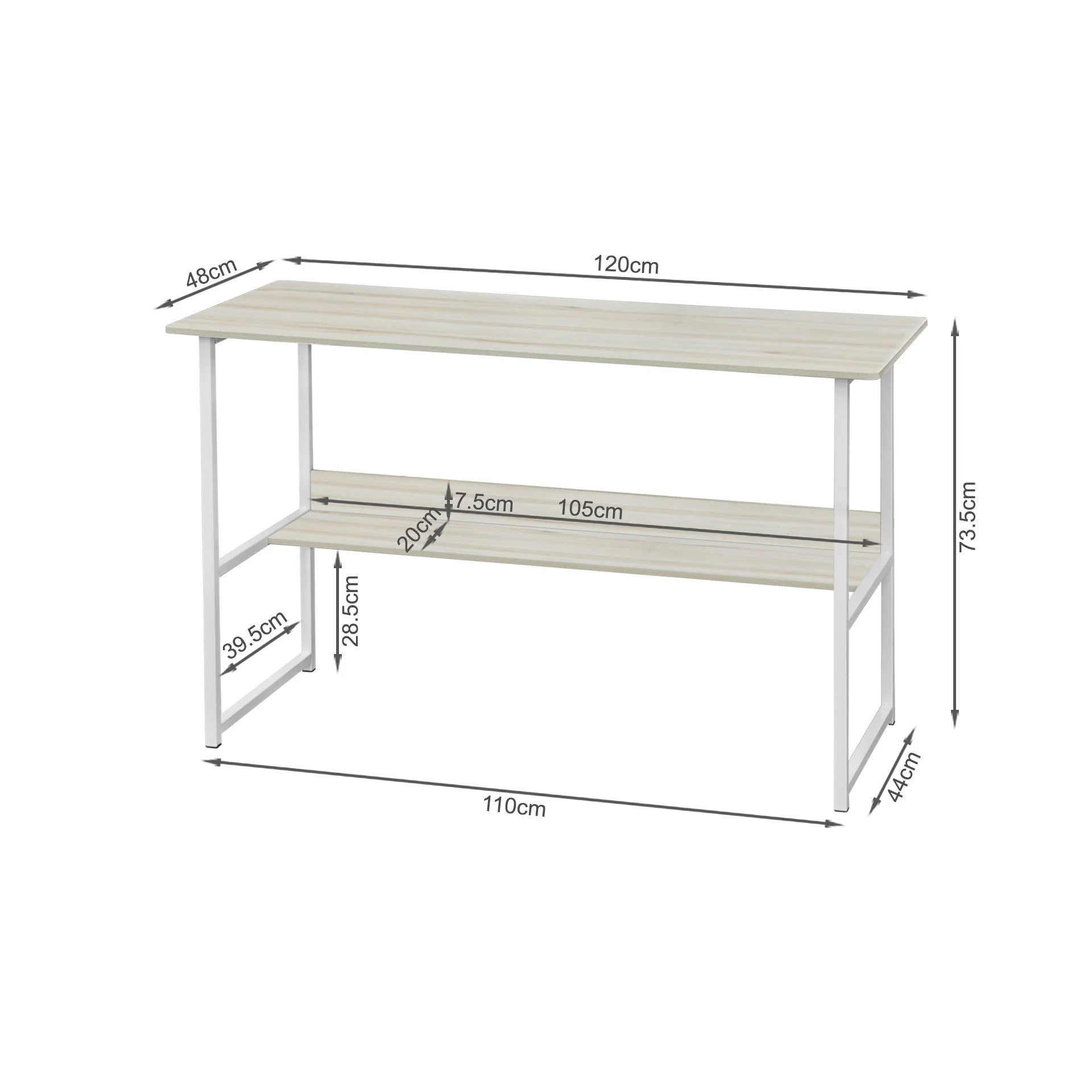 Charley 120cm Computer Desk - White - Image 12