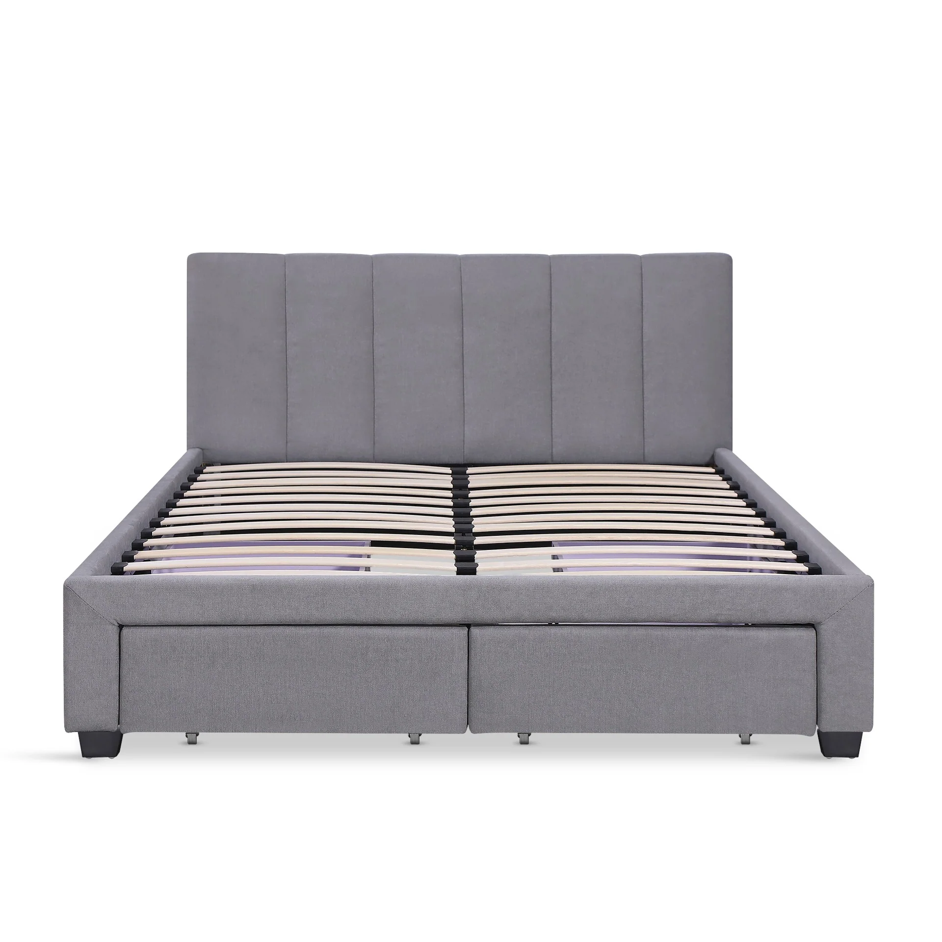 Charlotte Double Bed Frame with 4 Drawers - Light Grey - Image 11