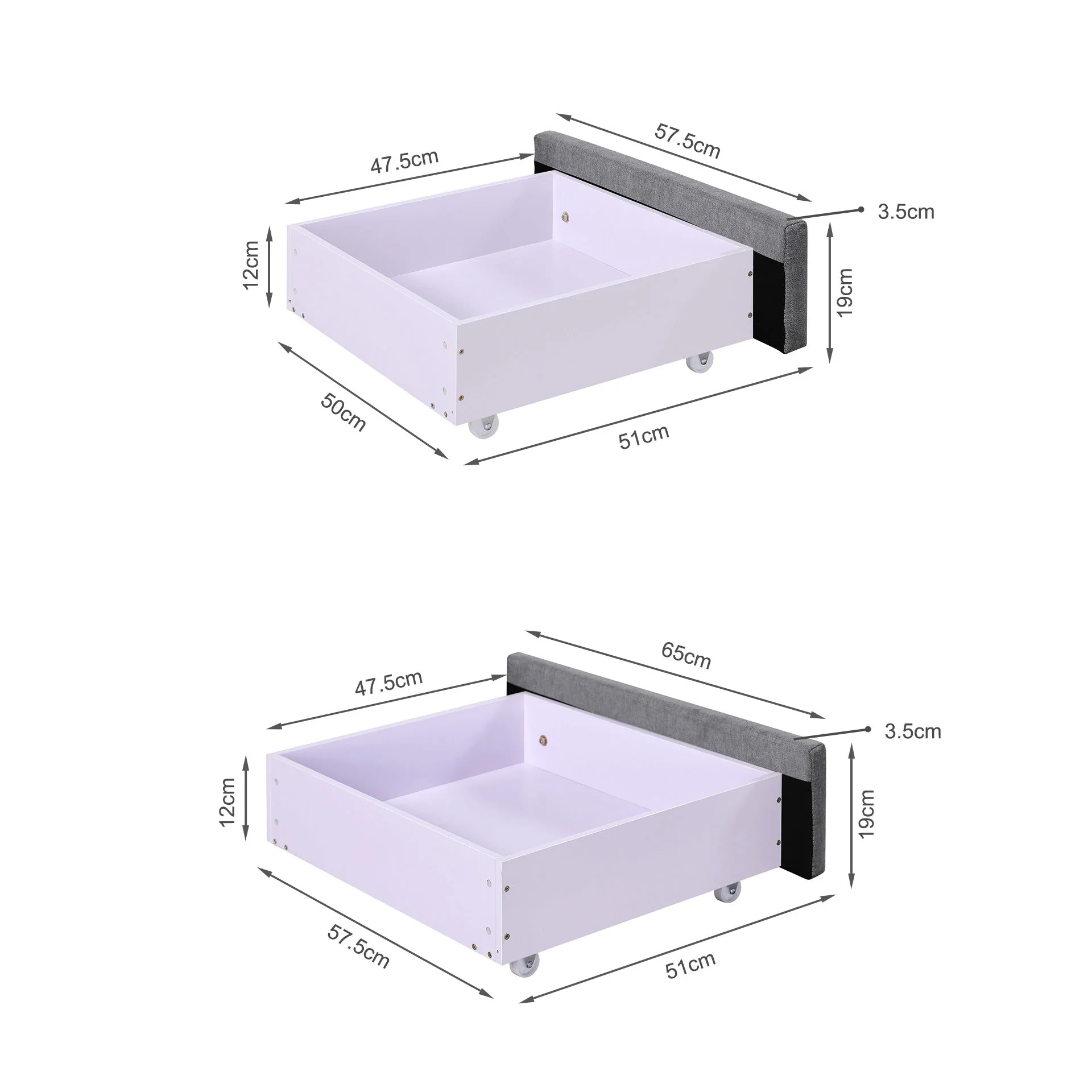 Charlotte Double Bed Frame with 4 Drawers - Light Grey - Image 16