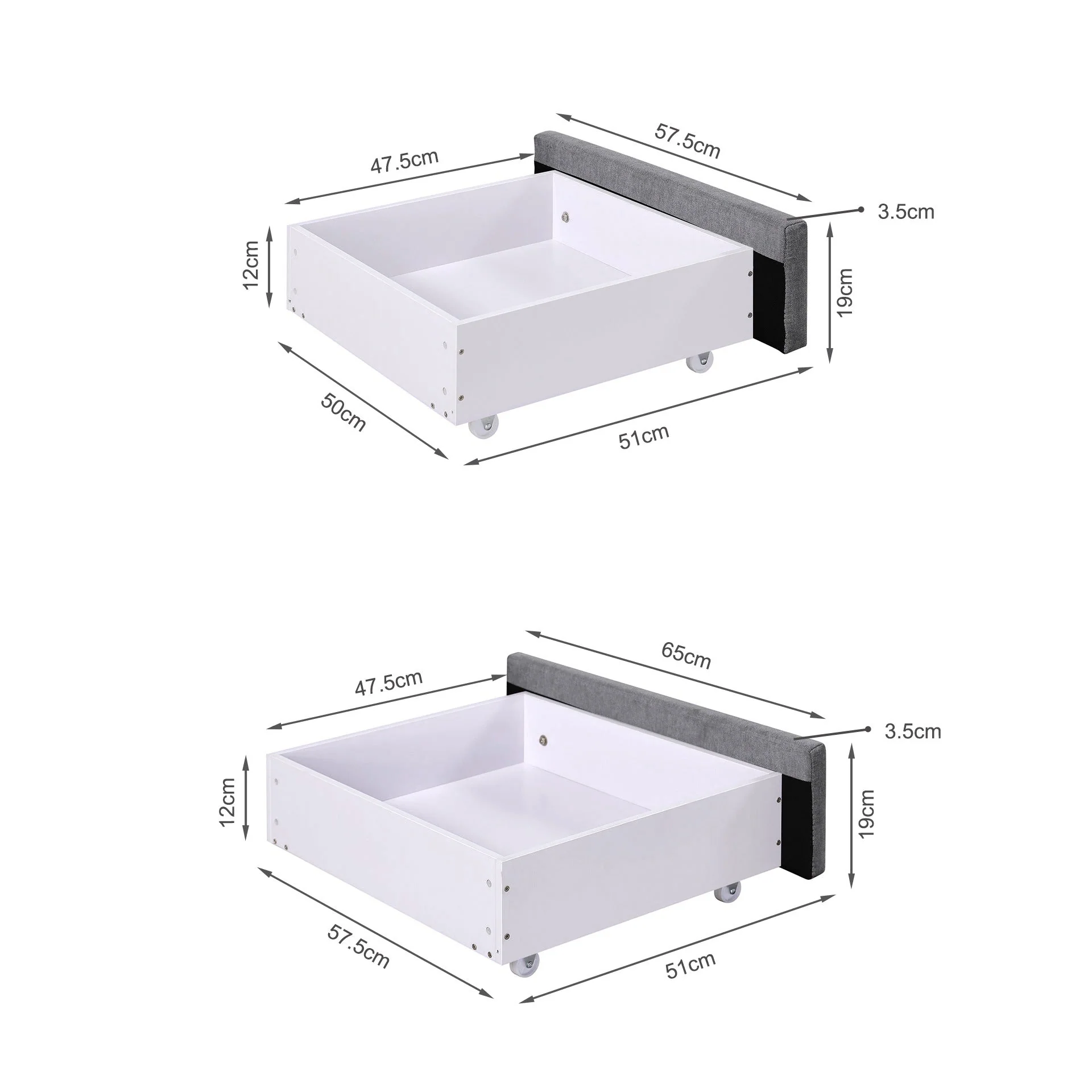 Charlotte Queen Bed Frame with 4 Drawers - Light Grey - Image 13