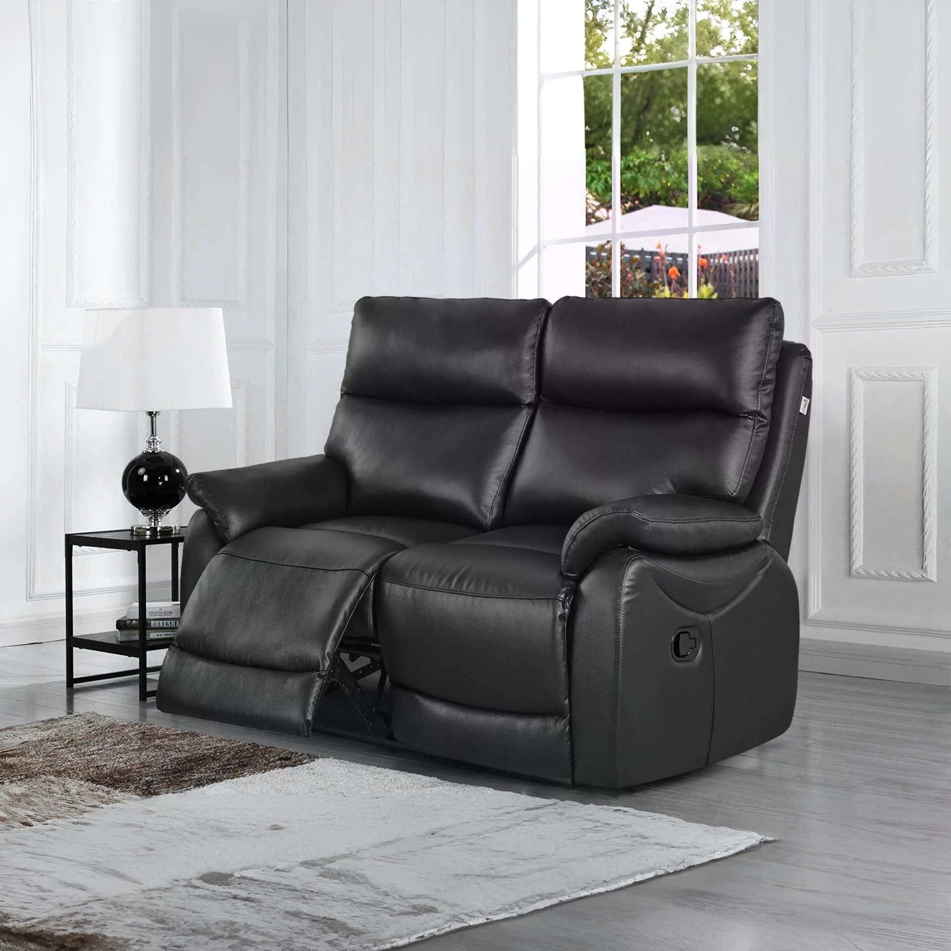 Charlton Leather 2 Seater Recliner Sofa - Black