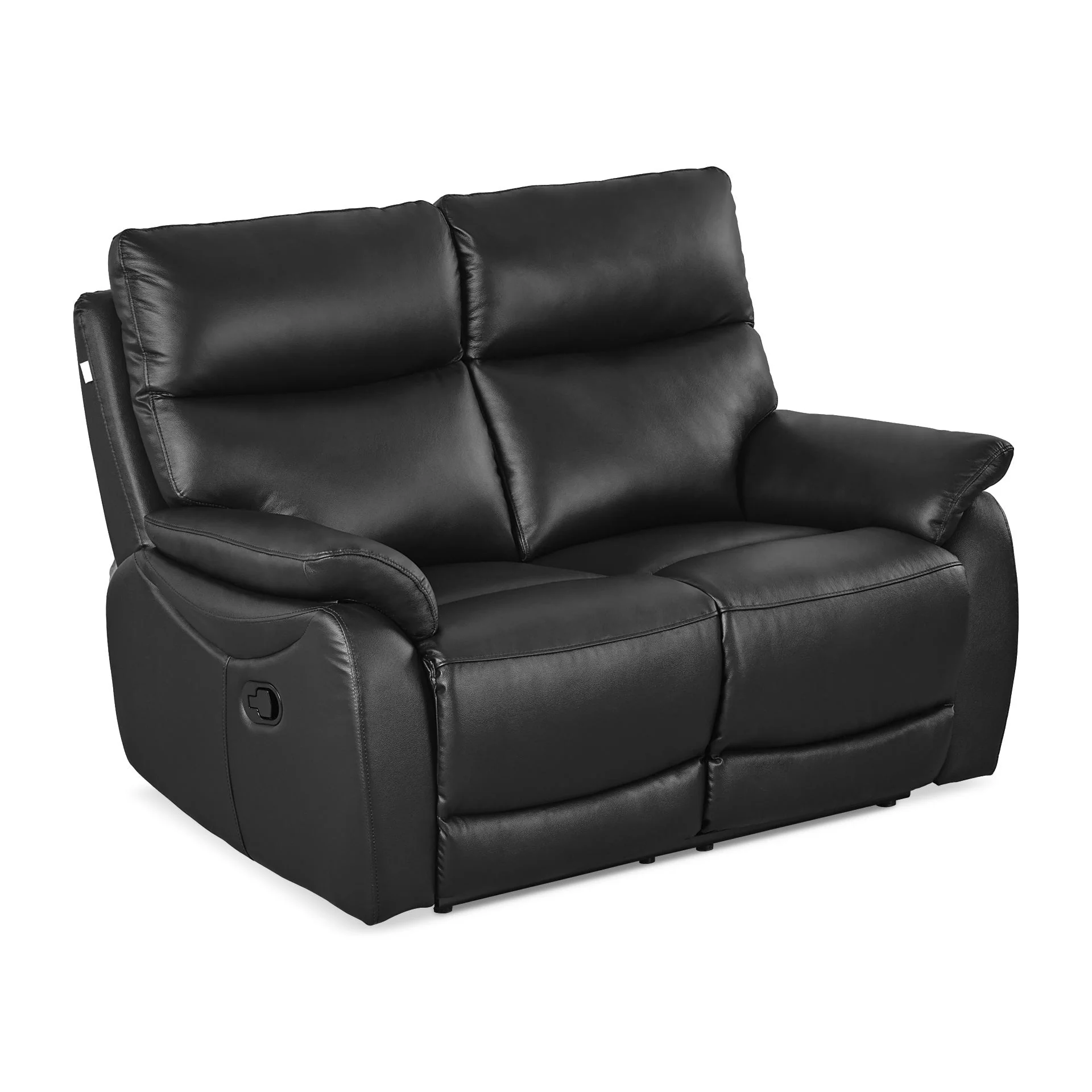 Charlton Leather 2 Seater Recliner Sofa - Black - Image 2