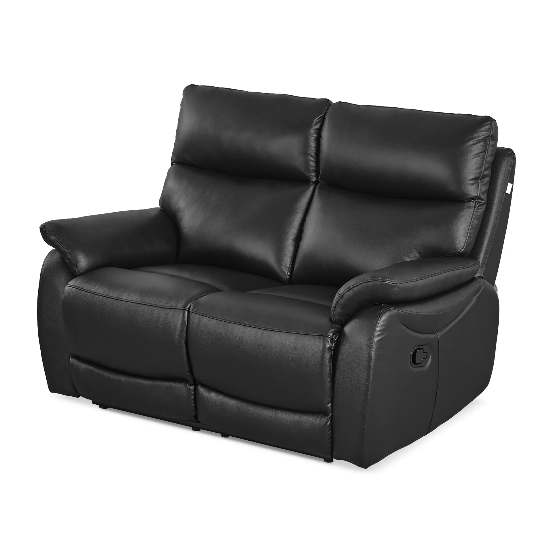Charlton Leather 2 Seater Recliner Sofa - Black - Image 4