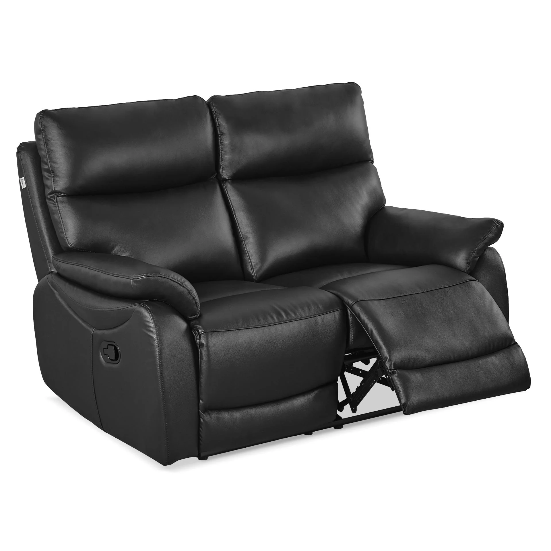 Charlton Leather 2 Seater Recliner Sofa - Black - Image 5