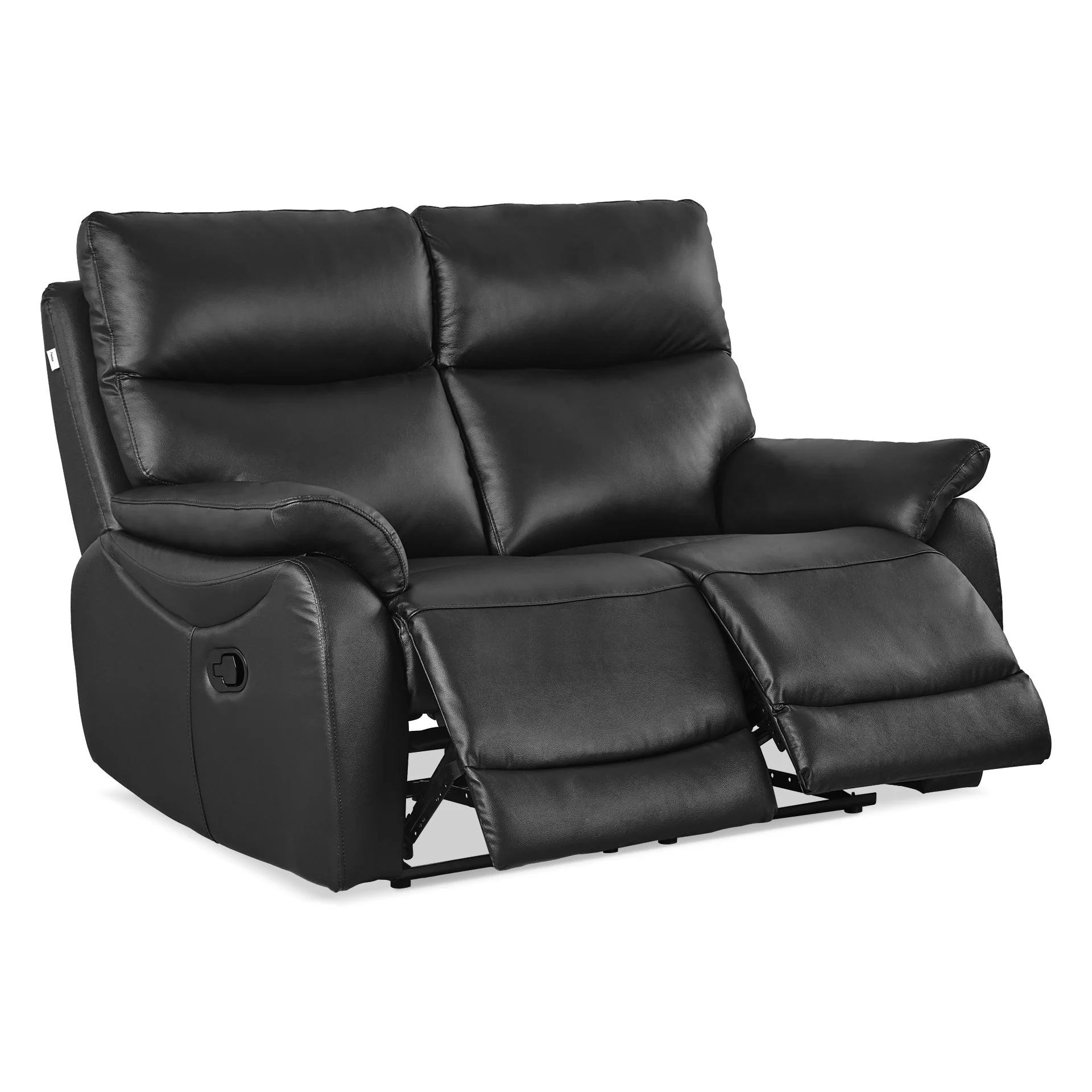 Charlton Leather 2 Seater Recliner Sofa - Black - Image 6