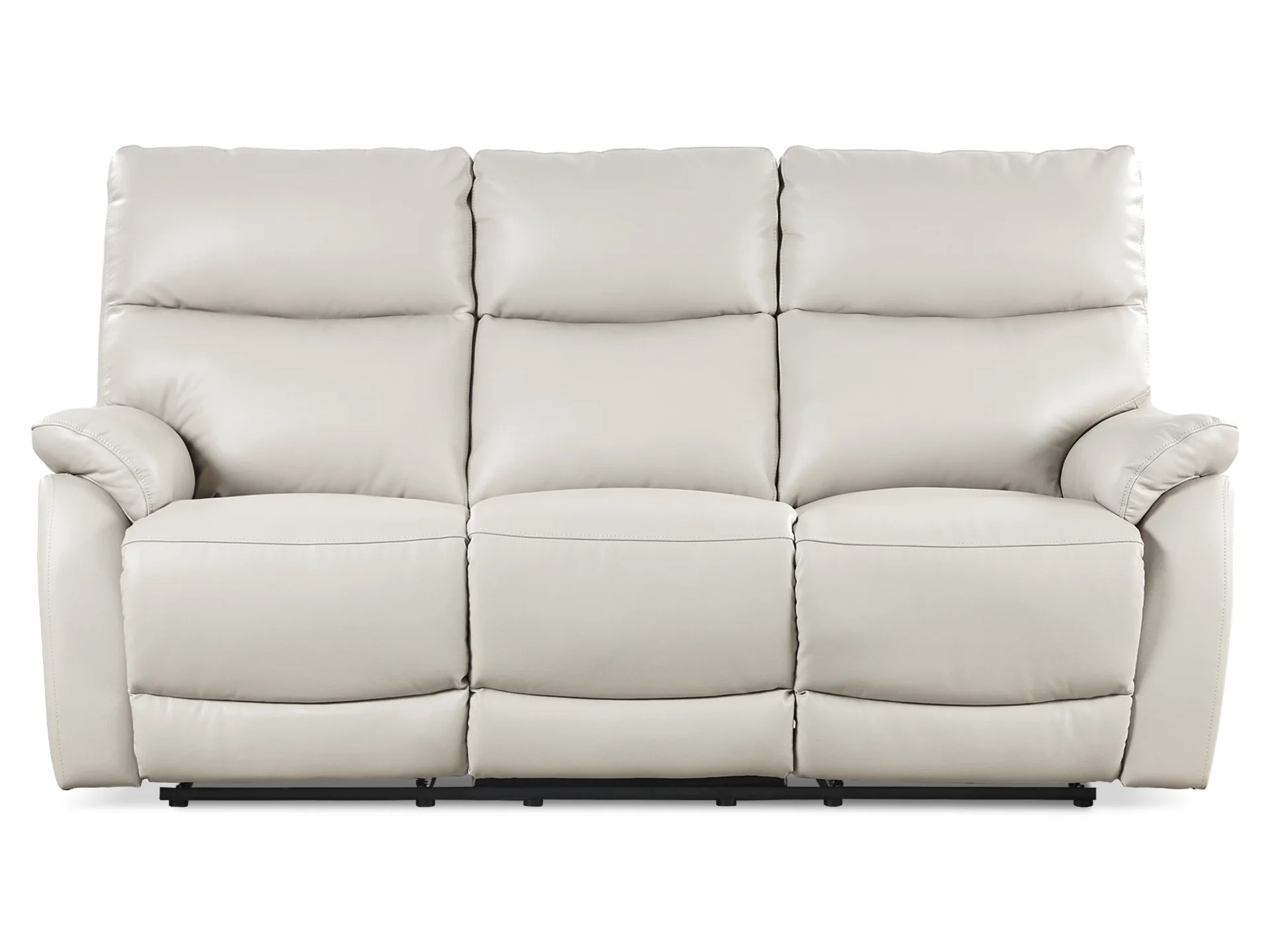 Charlton Leather 3 Seater Recliner Sofa - Beige - Image 4