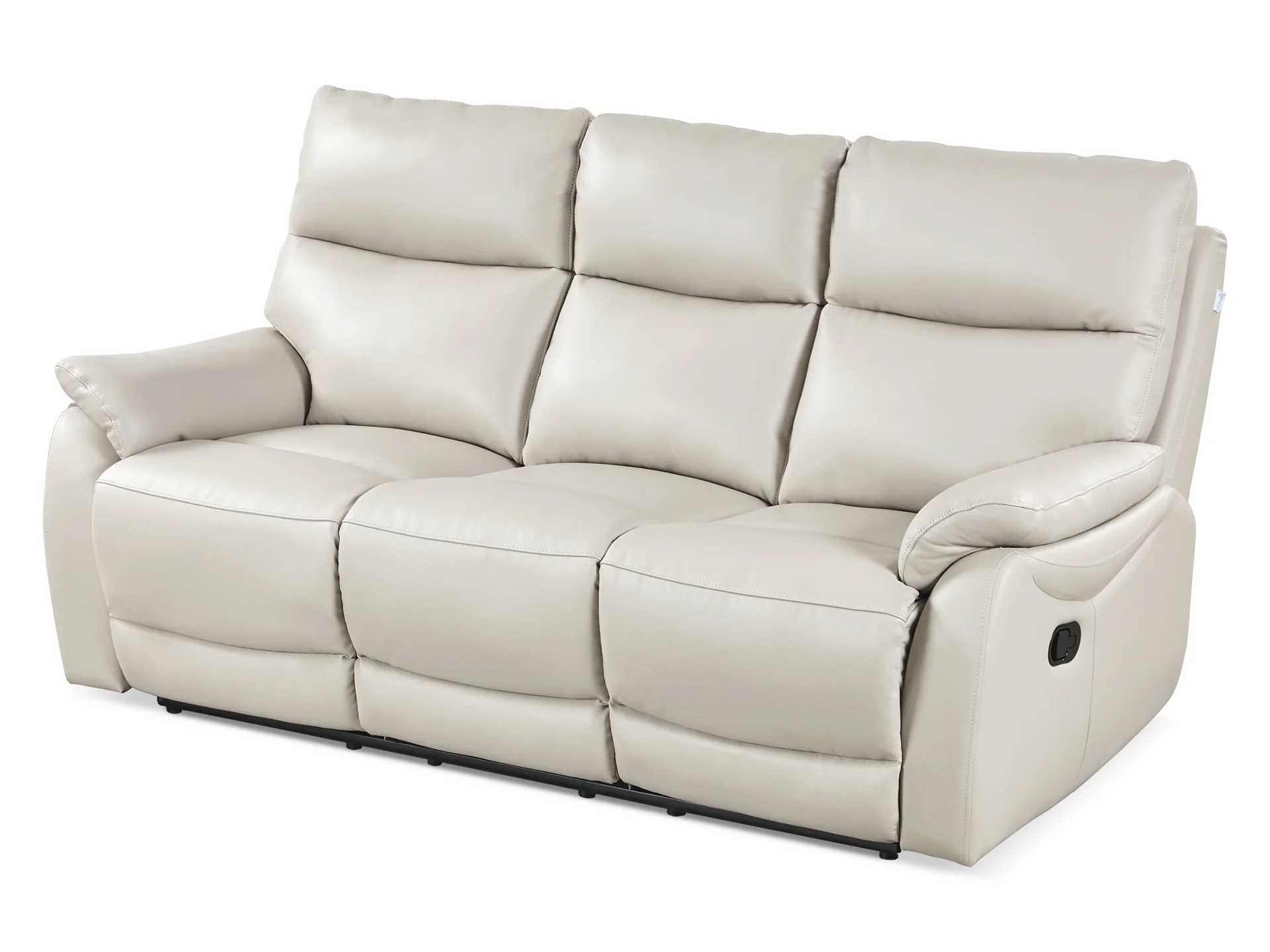 Charlton Leather 3 Seater Recliner Sofa - Beige - Image 5