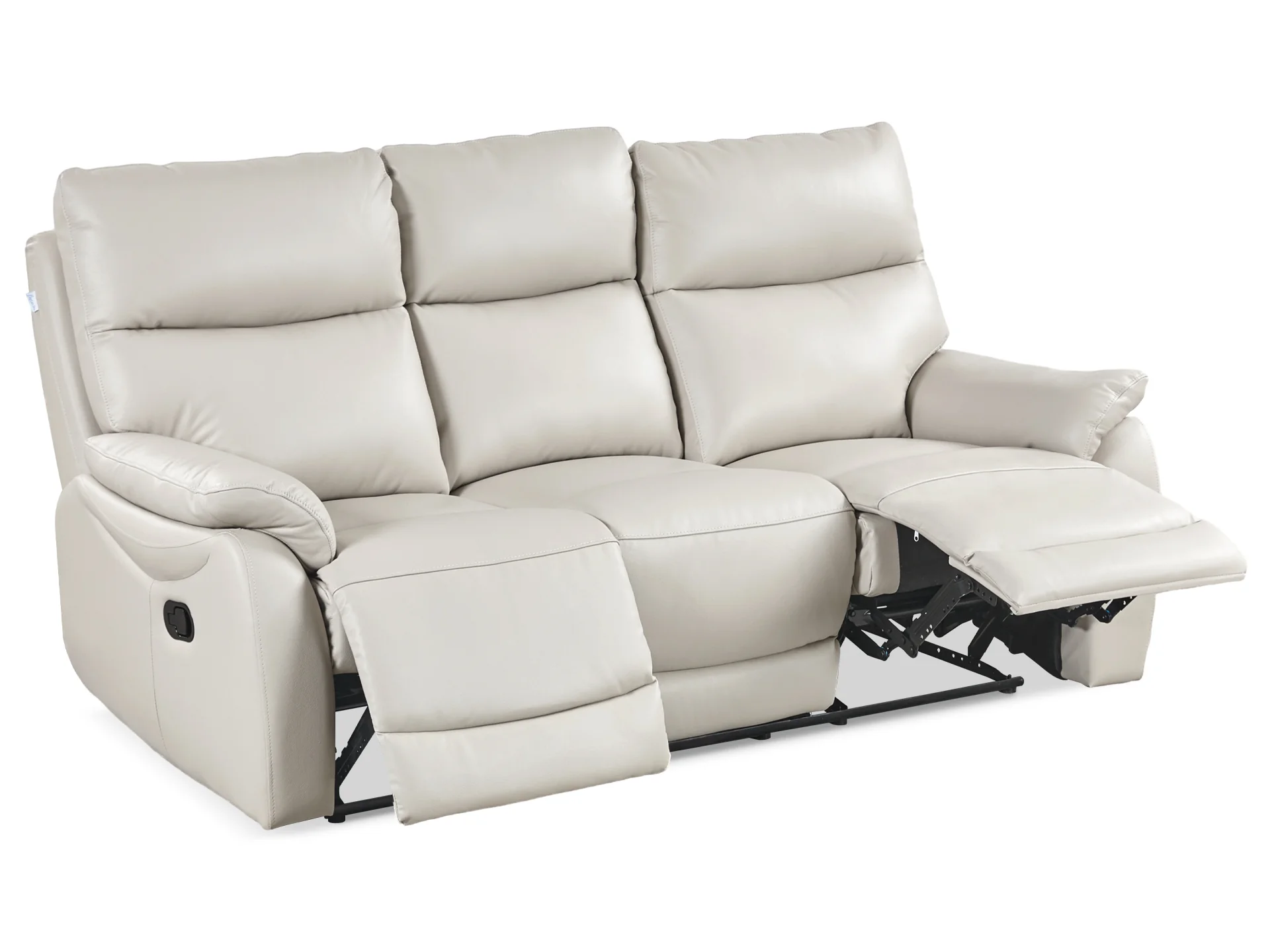 Charlton Leather 3 Seater Recliner Sofa - Beige - Image 6