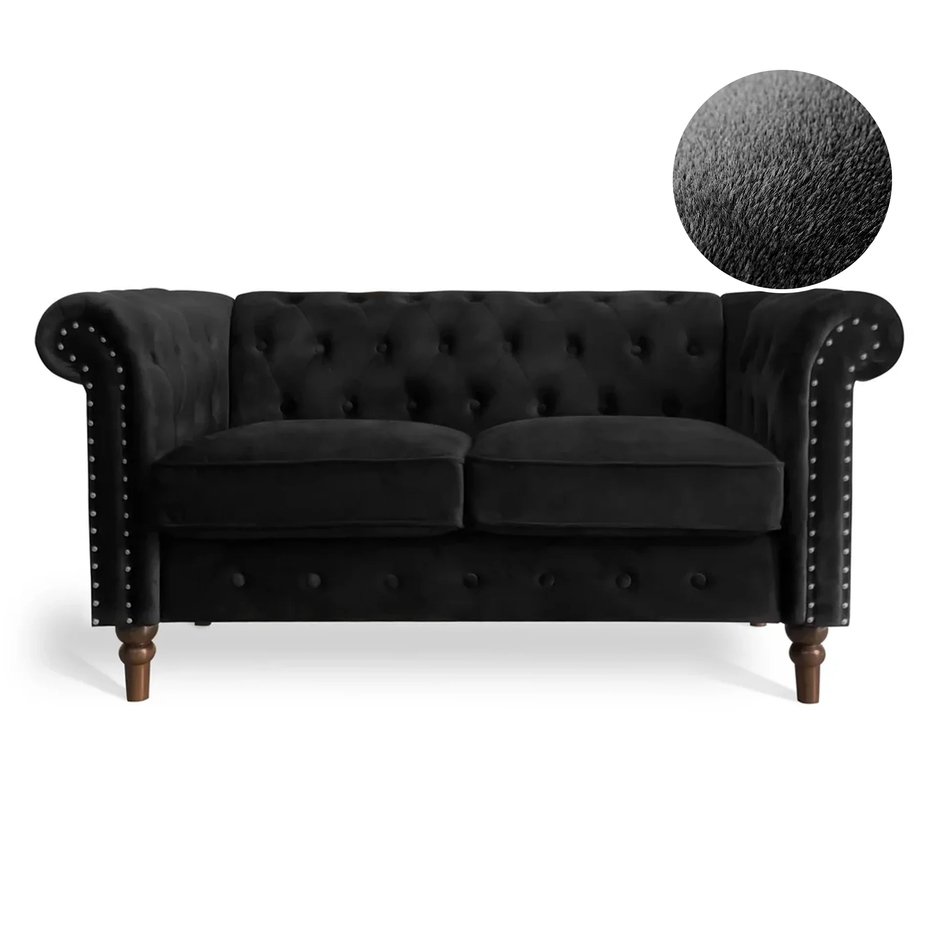 Chesley Velvet 2 Seater Sofa - Black - Image 8