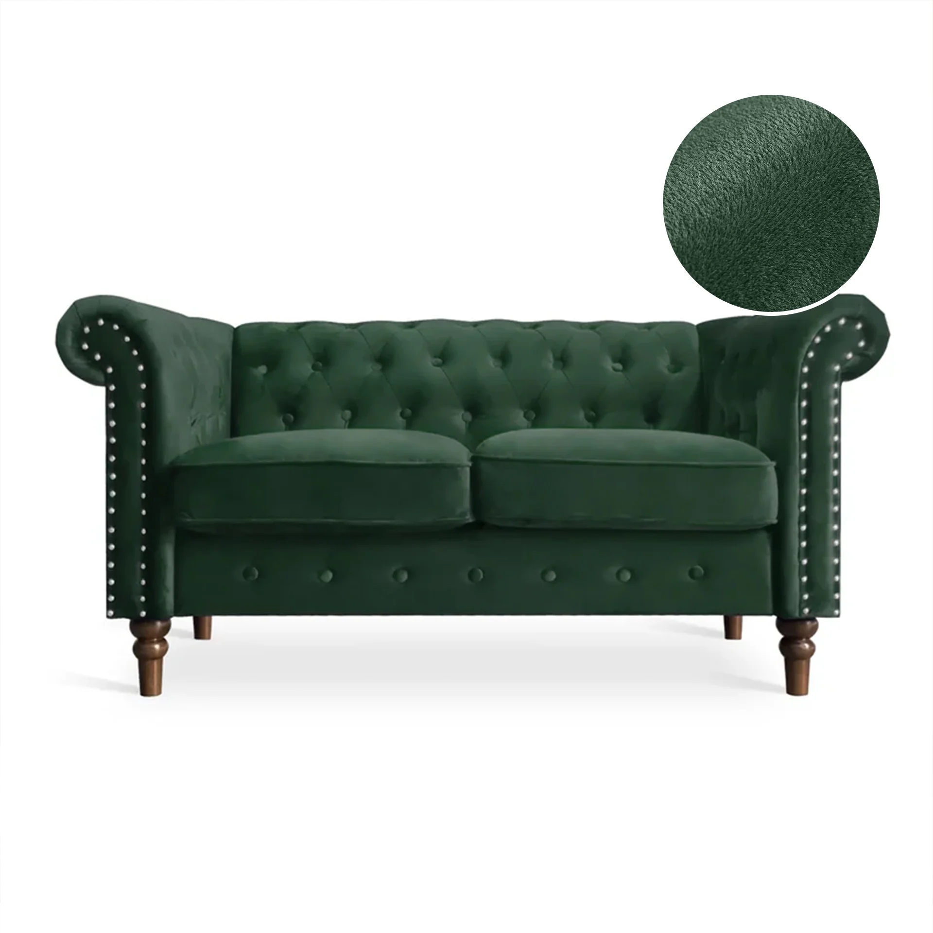 Chesley Velvet 2 Seater Sofa - Green - Image 7