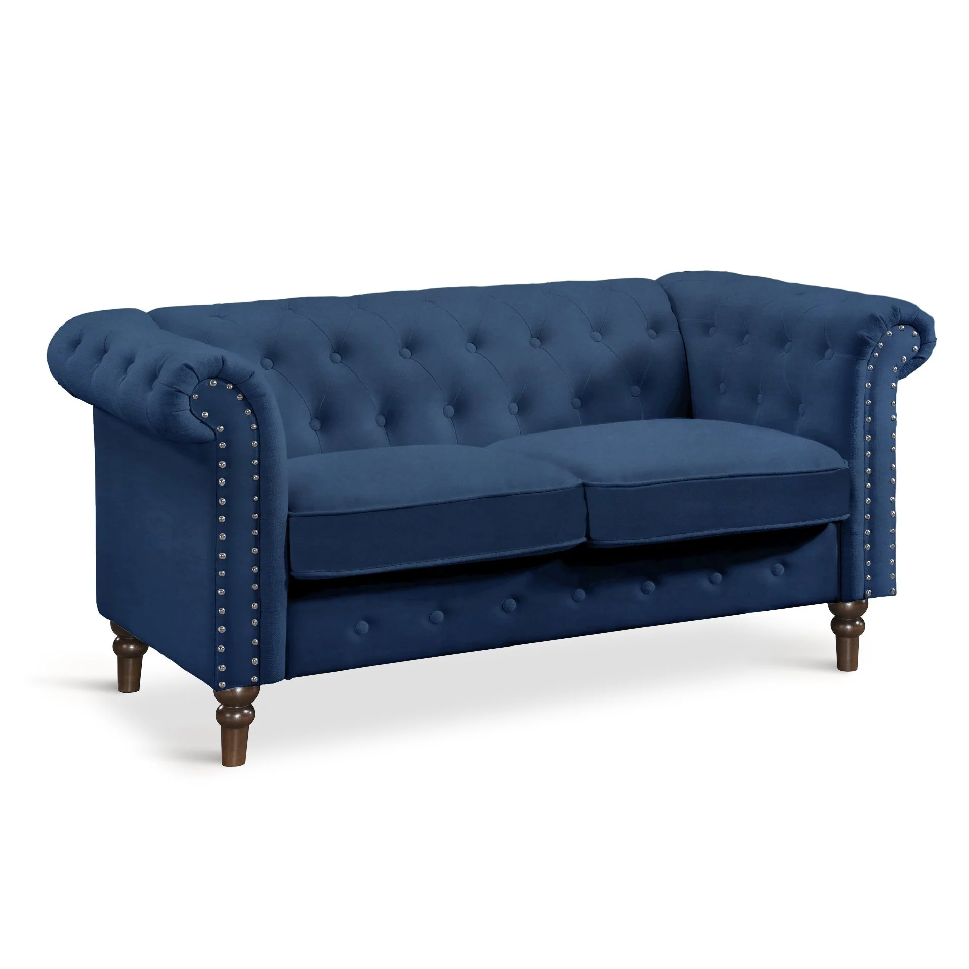 Chesley Velvet 2 Seater Sofa - Navy Blue - Image 5